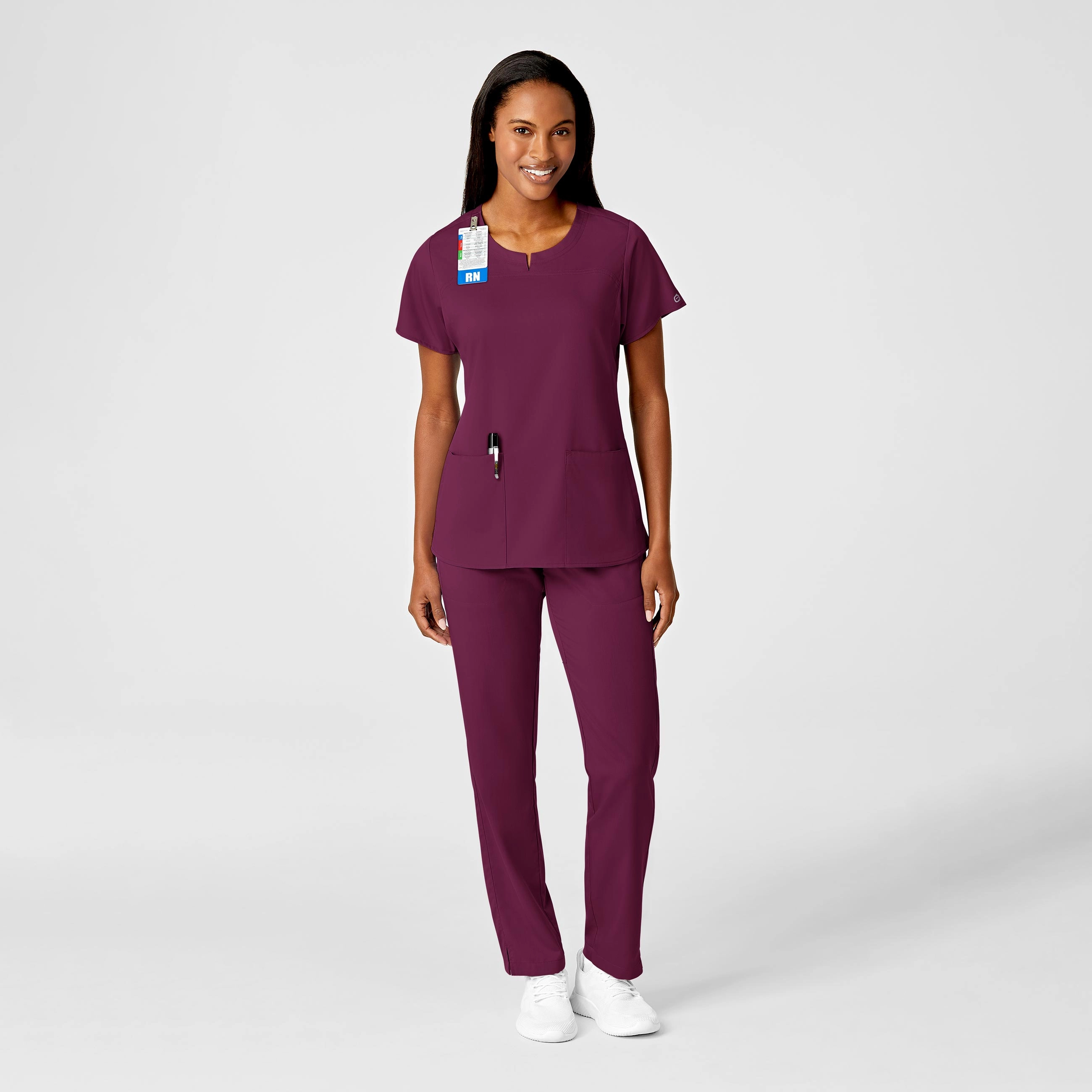 PRO Women's 4 Pocket Notch Neck Scrub Top - Wine
