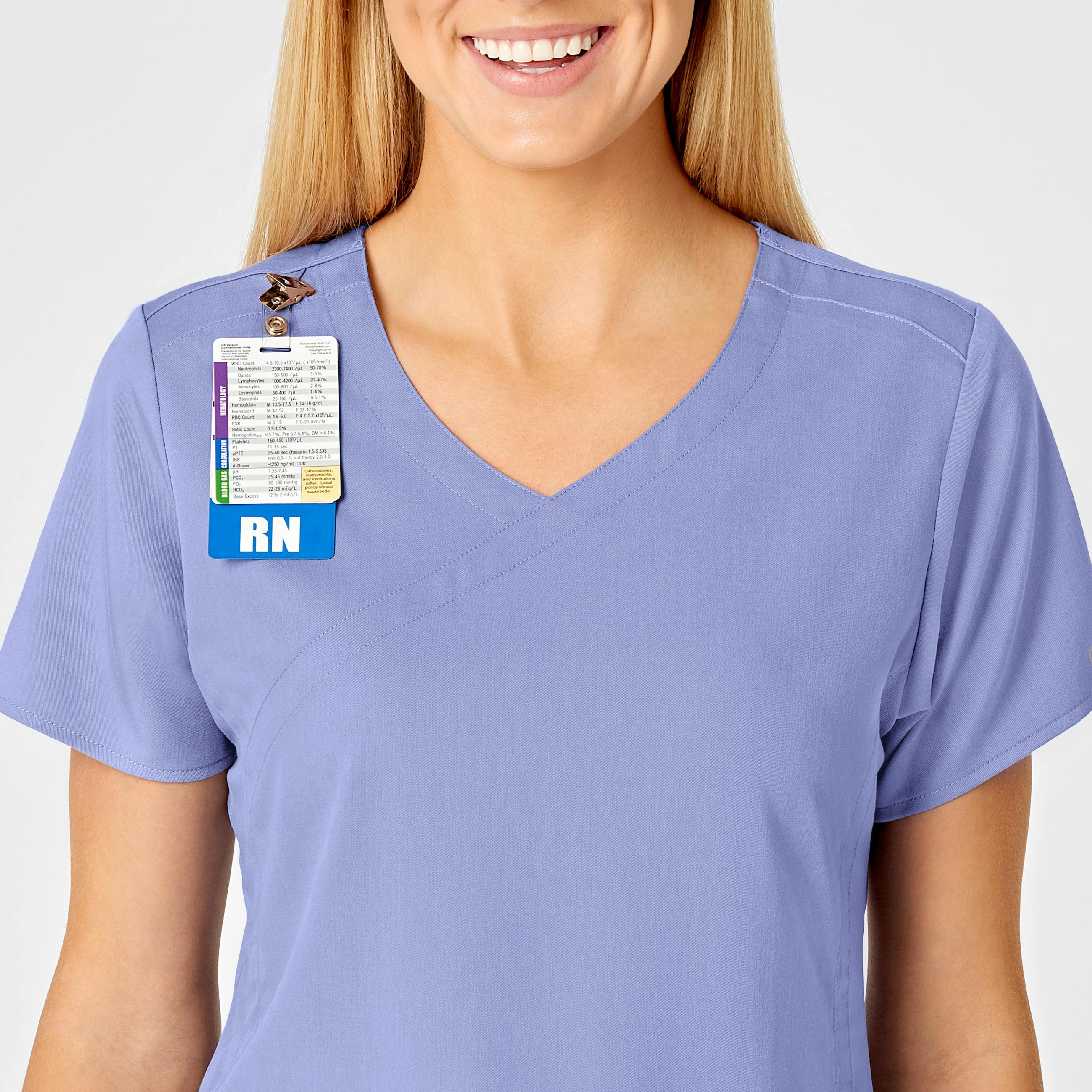 PRO Women's 4 Pocket Wrap Scrub Top - Ceil Blue