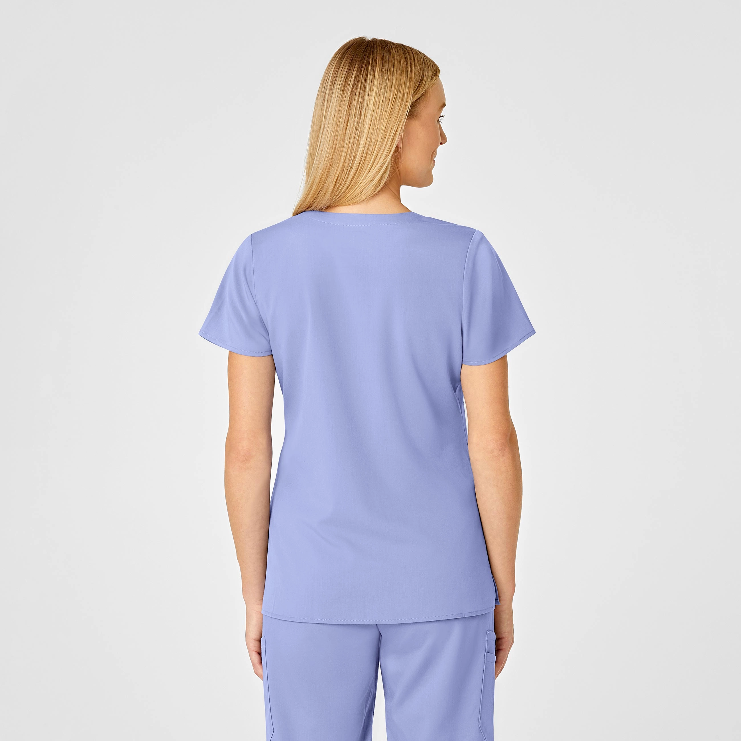 PRO Women's 4 Pocket Wrap Scrub Top - Ceil Blue
