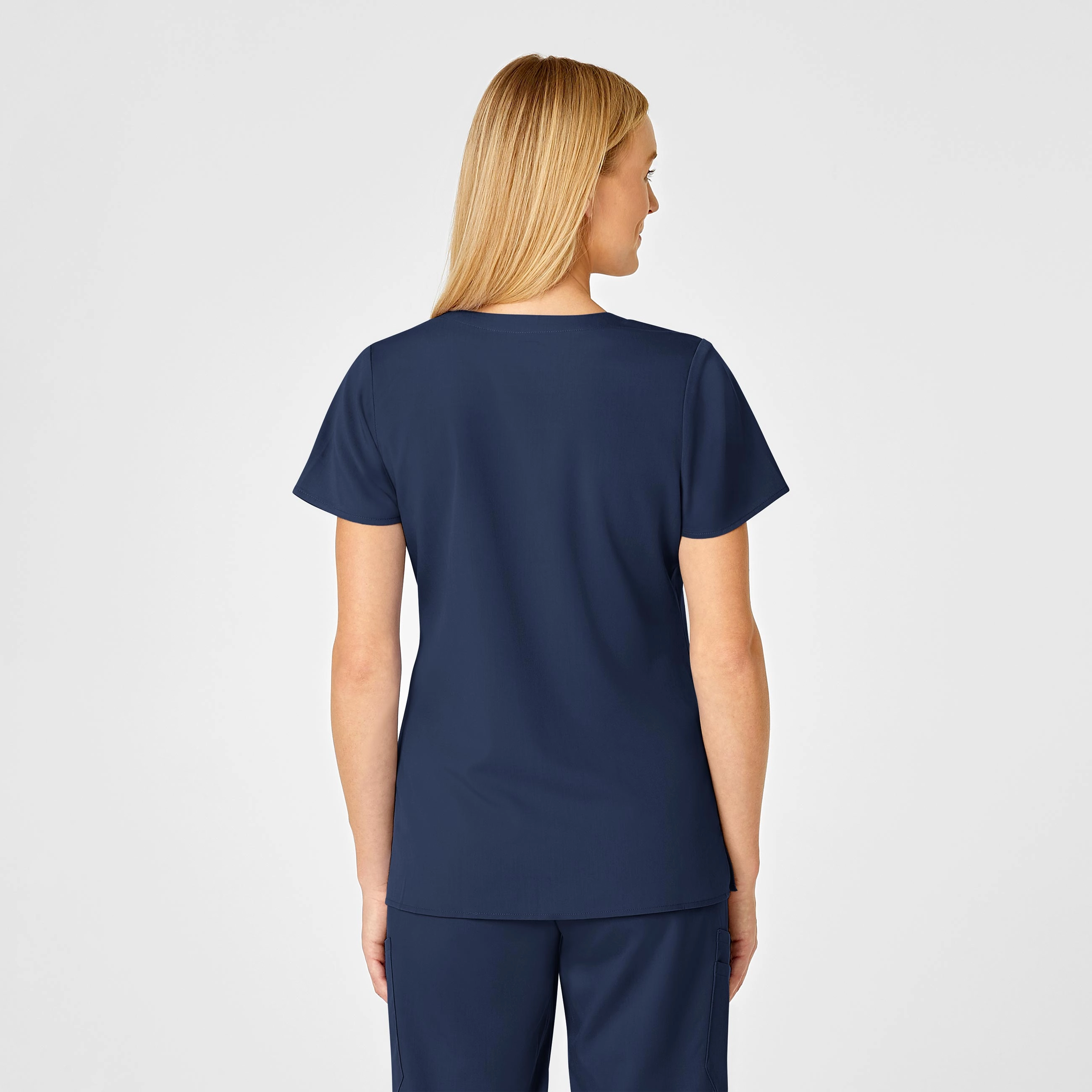 PRO Women's 4 Pocket Wrap Scrub Top - Navy