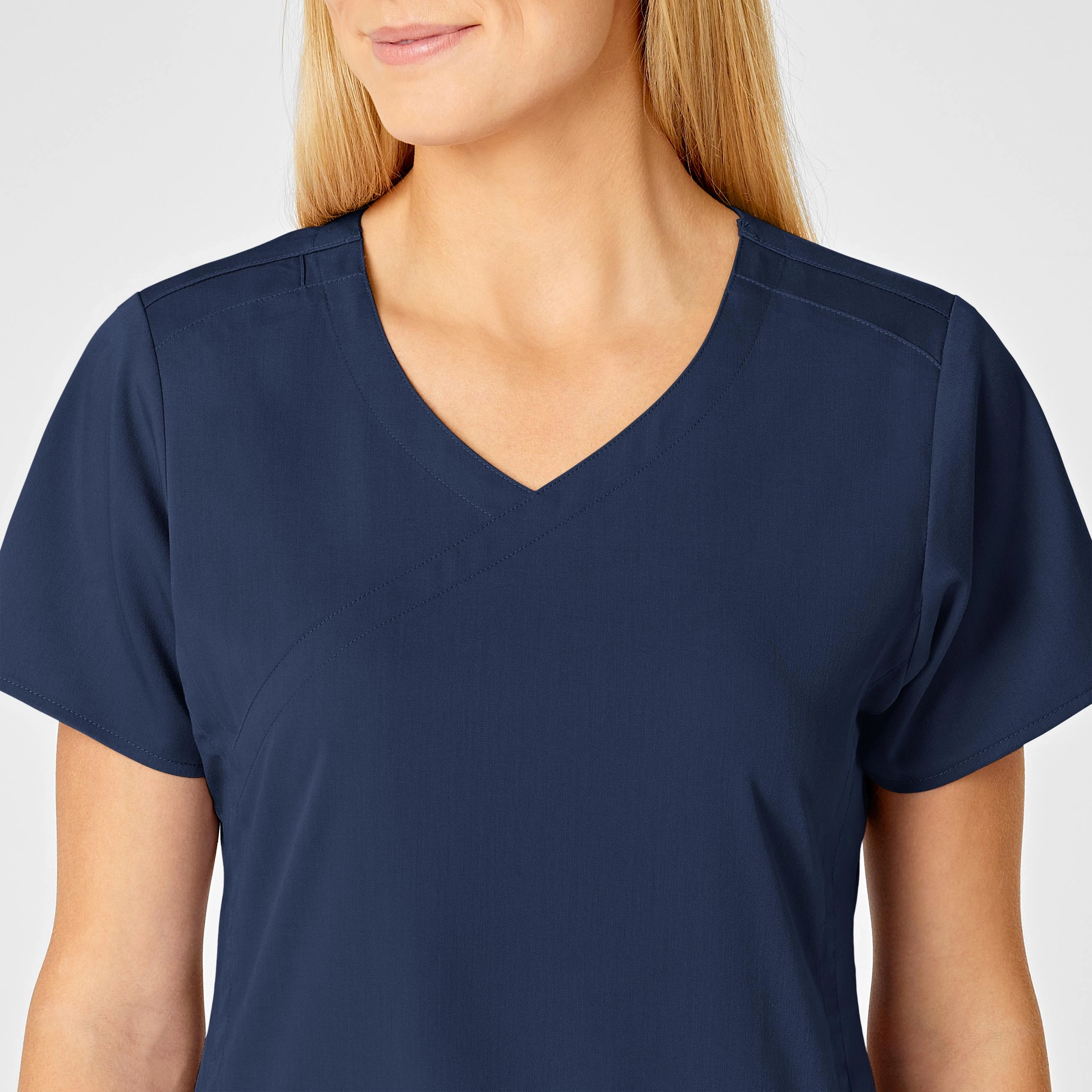 PRO Women's 4 Pocket Wrap Scrub Top - Navy