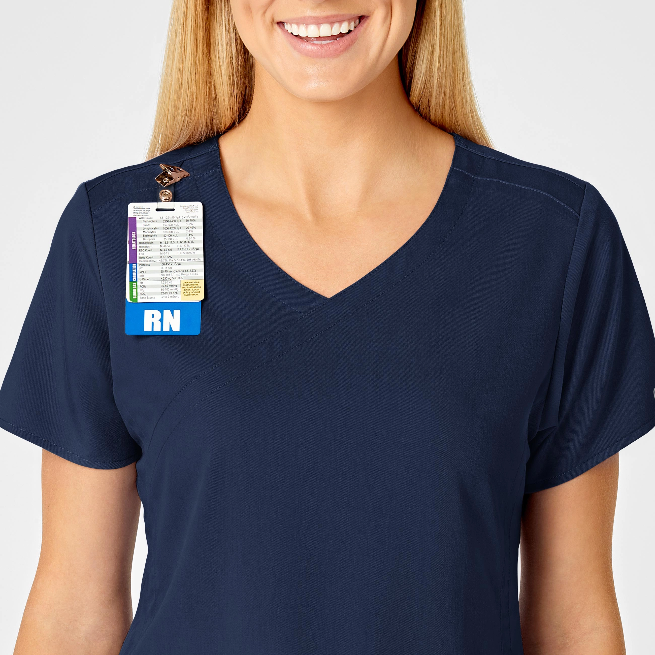 PRO Women's 4 Pocket Wrap Scrub Top - Navy