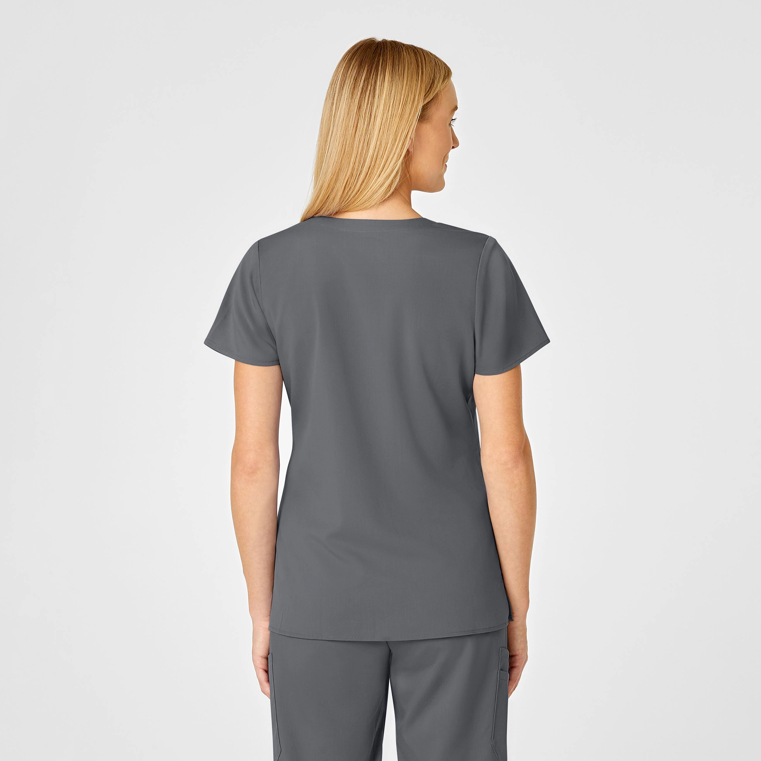 PRO Women's 4 Pocket Wrap Scrub Top - Pewter