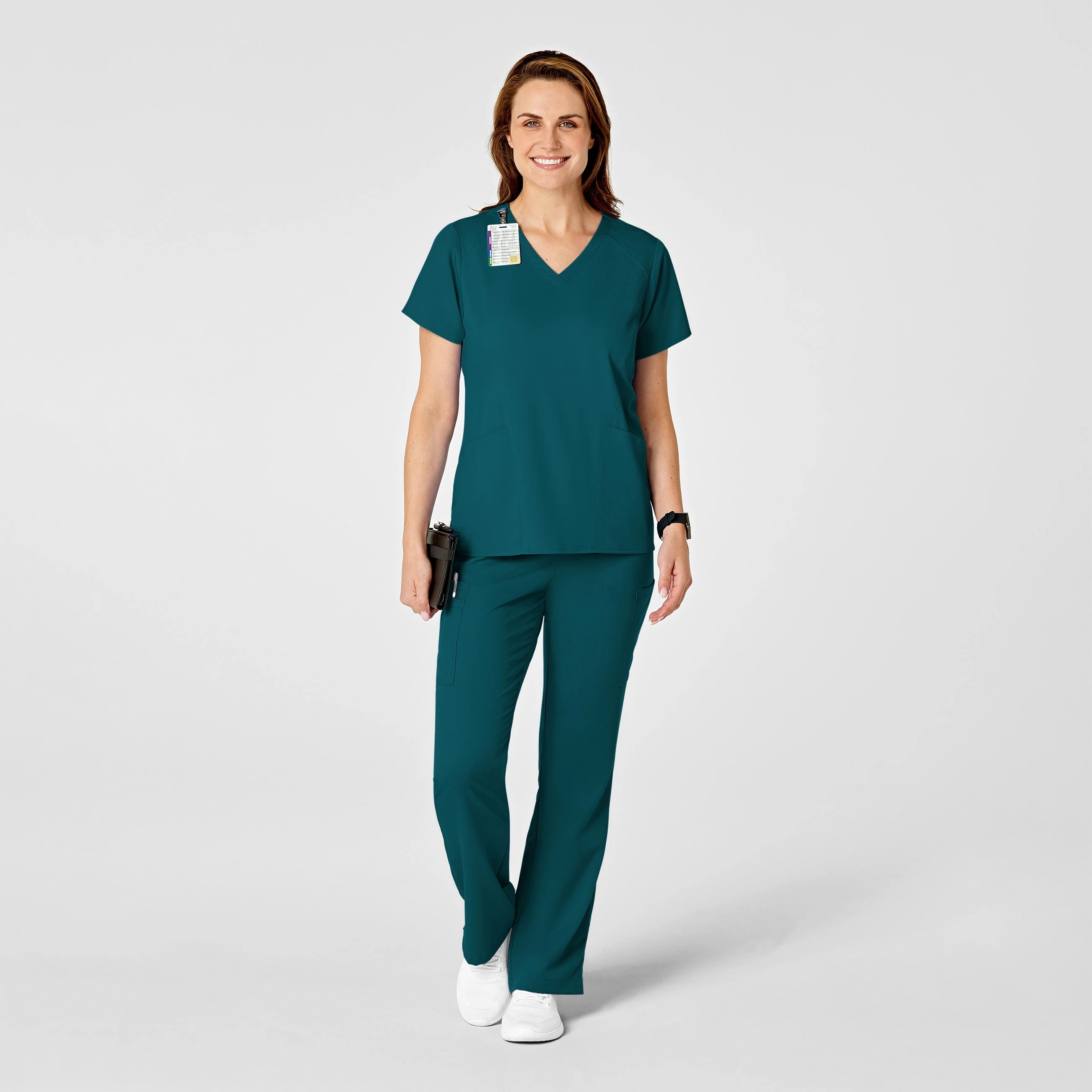 PRO Women's Four Pocket V-Neck Scrub Top - Caribbean