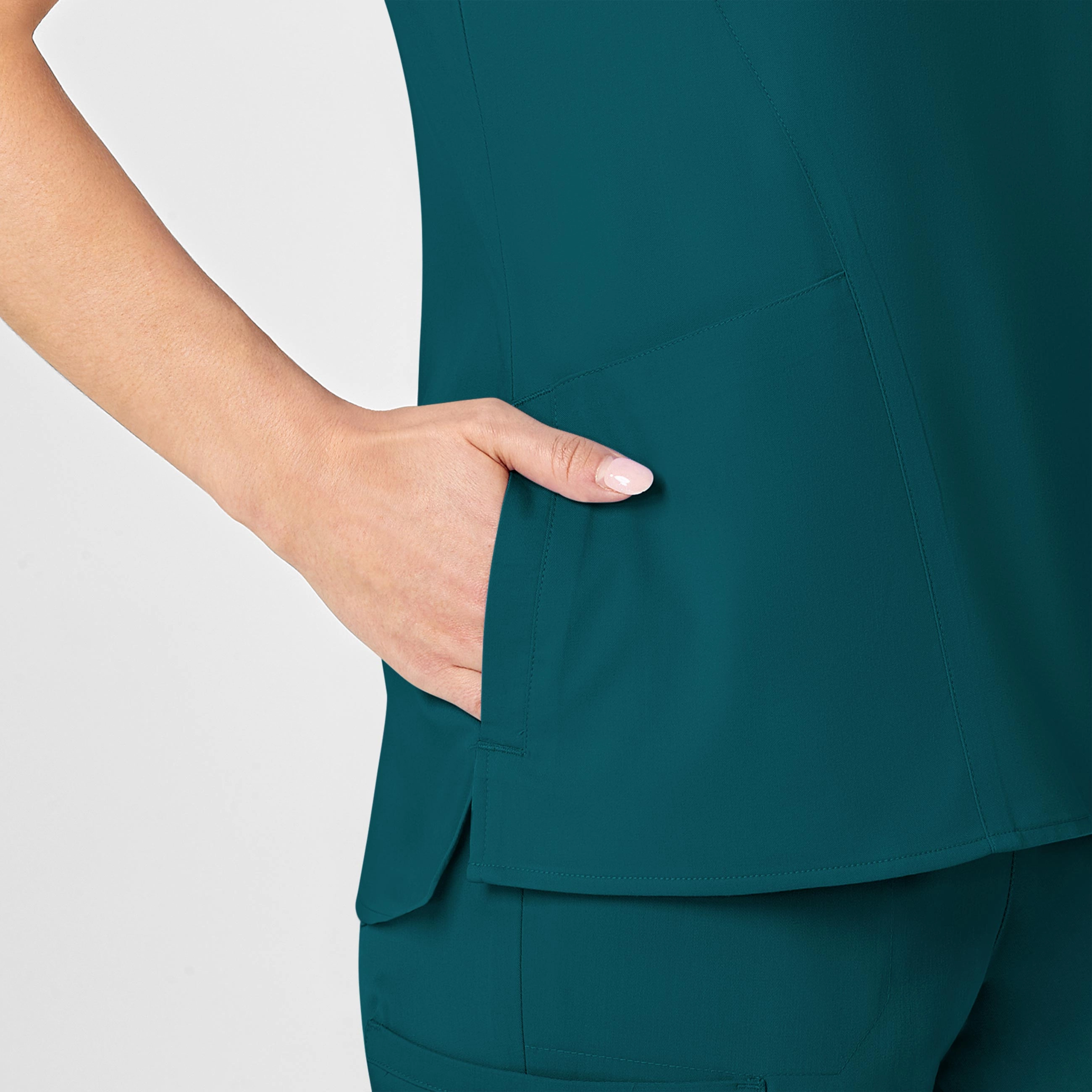 PRO Women's Four Pocket V-Neck Scrub Top - Caribbean