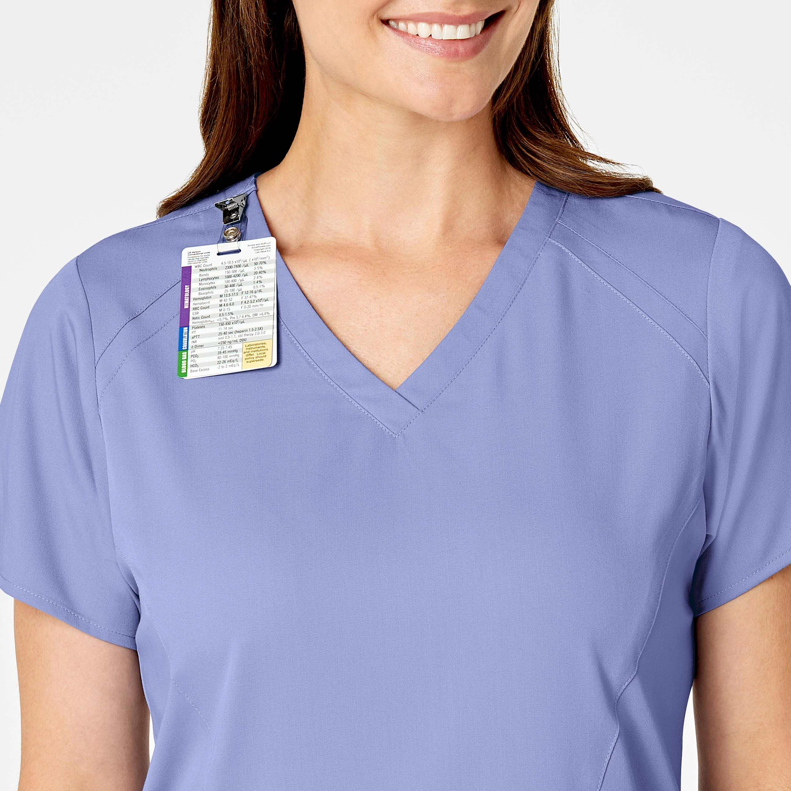 PRO Women's Four Pocket V-Neck Scrub Top - Ceil Blue
