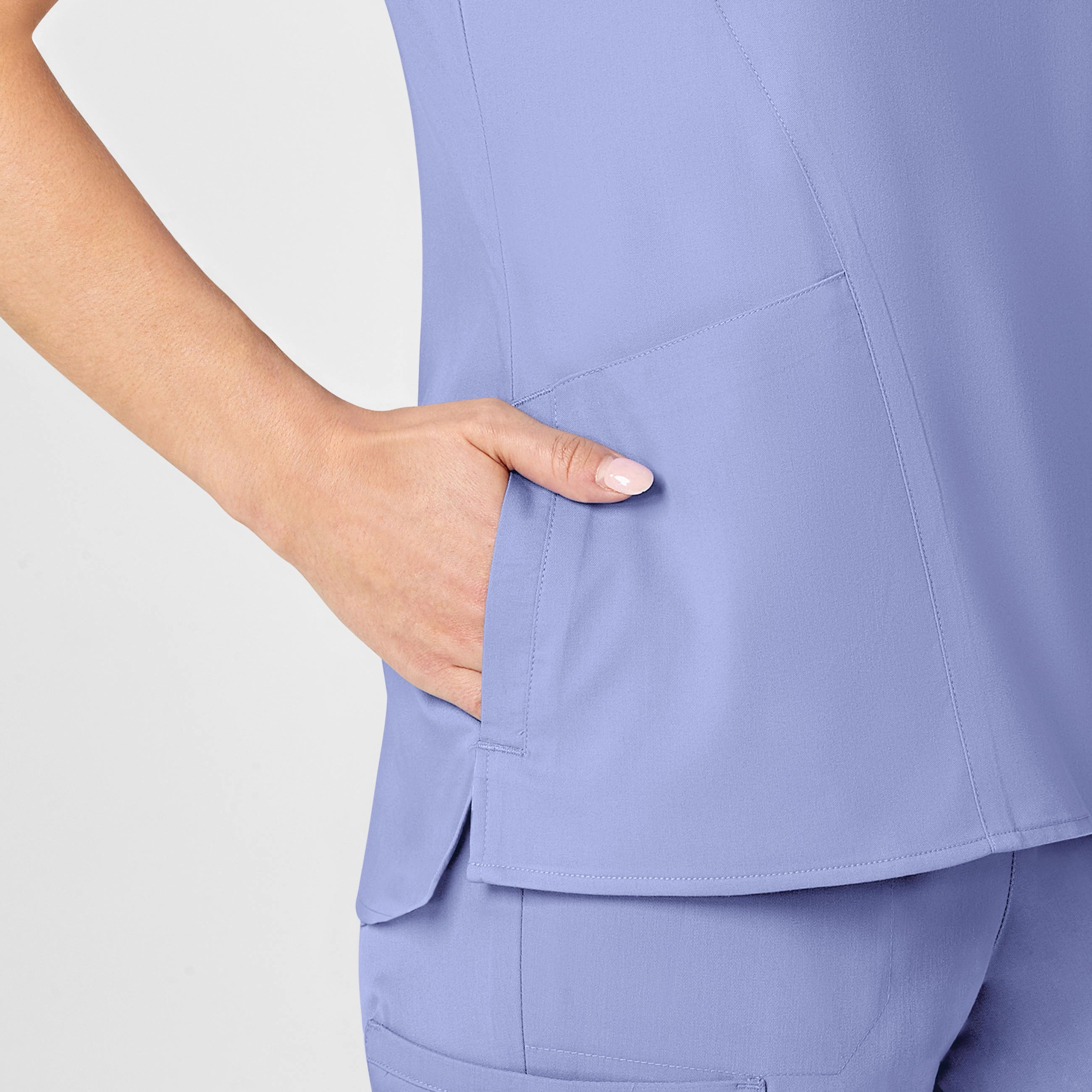 PRO Women's Four Pocket V-Neck Scrub Top - Ceil Blue