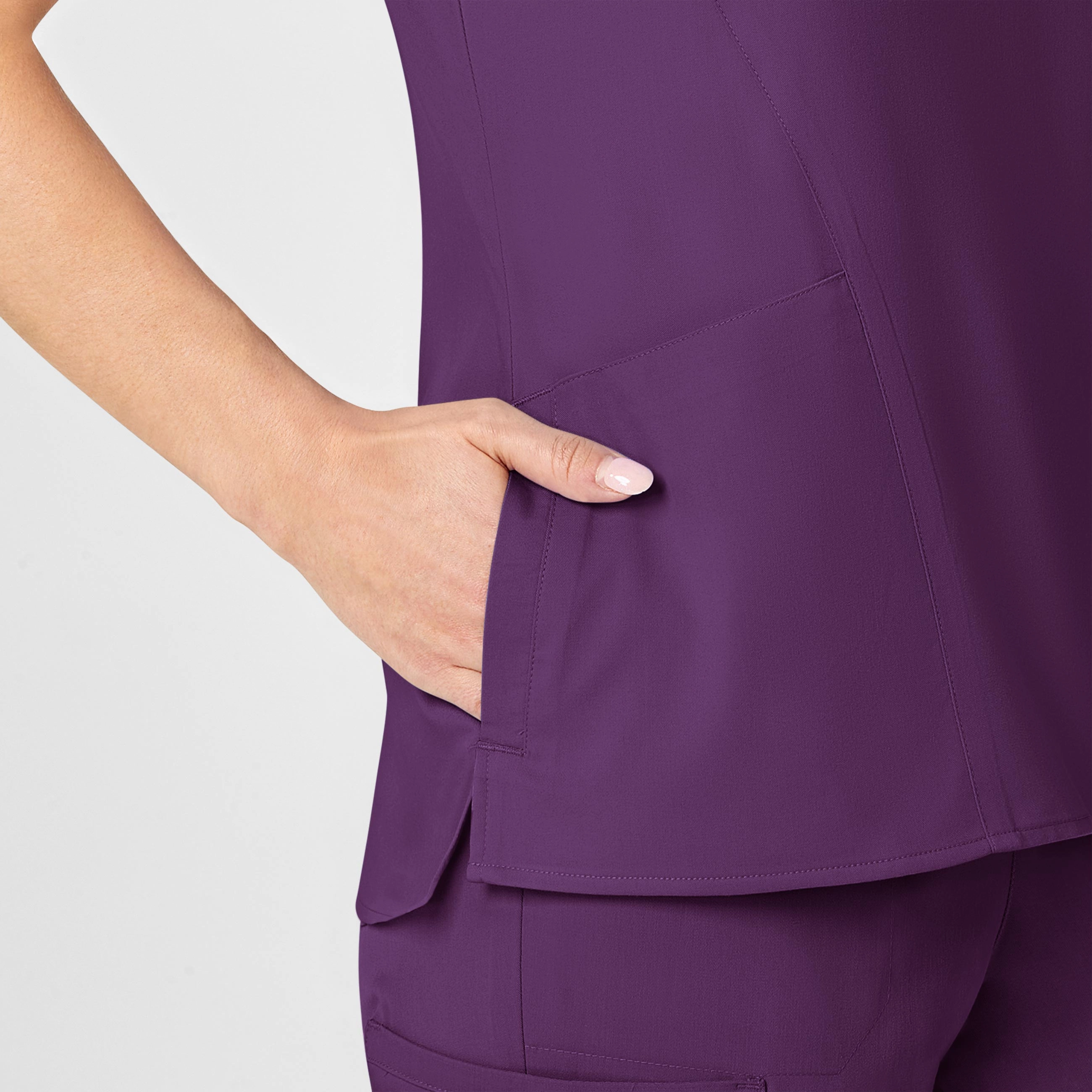 PRO Women's Four Pocket V-Neck Scrub Top - Eggplant