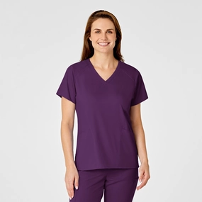 PRO Women's Four Pocket V-Neck Scrub Top - Eggplant