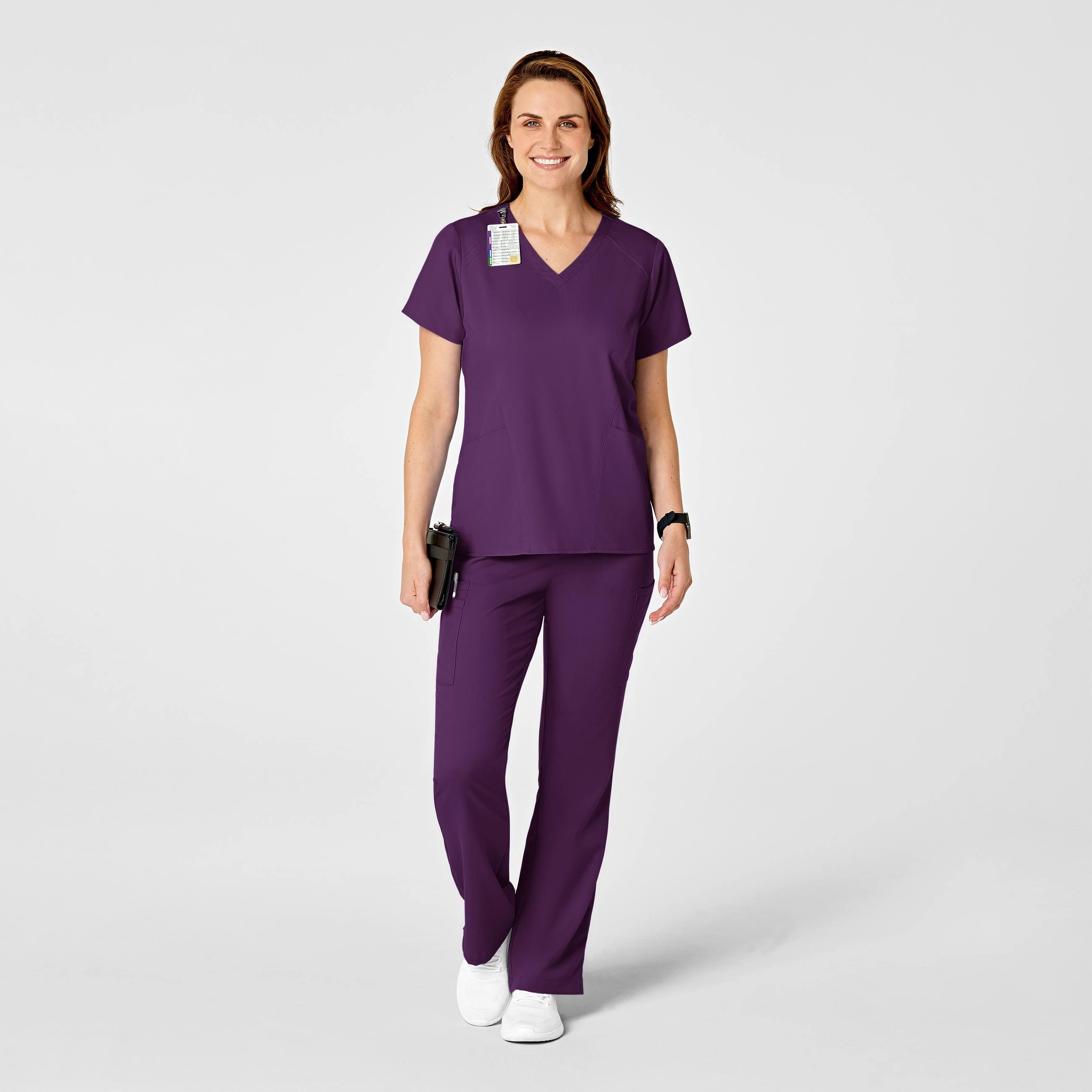 PRO Women's Four Pocket V-Neck Scrub Top - Eggplant