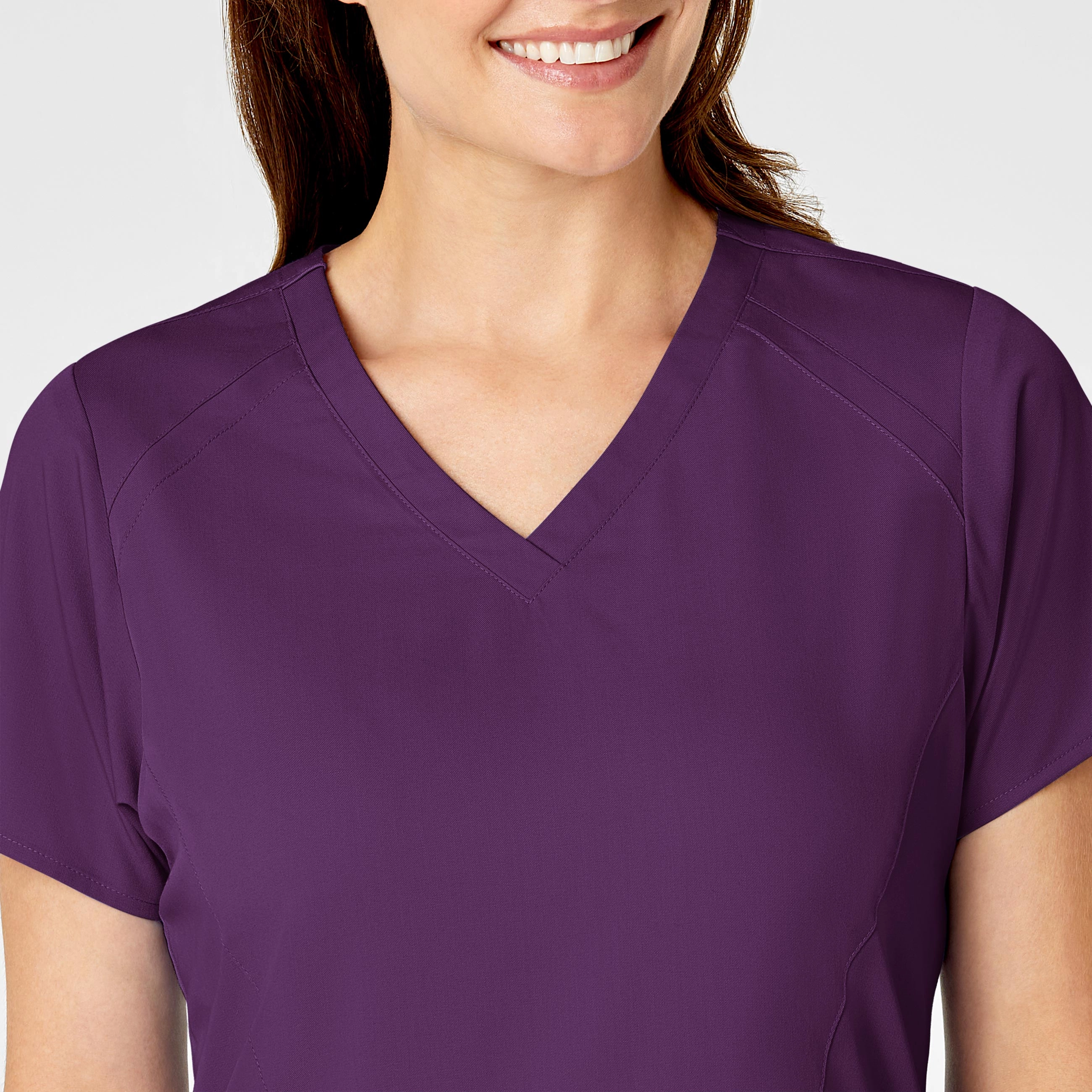 PRO Women's Four Pocket V-Neck Scrub Top - Eggplant