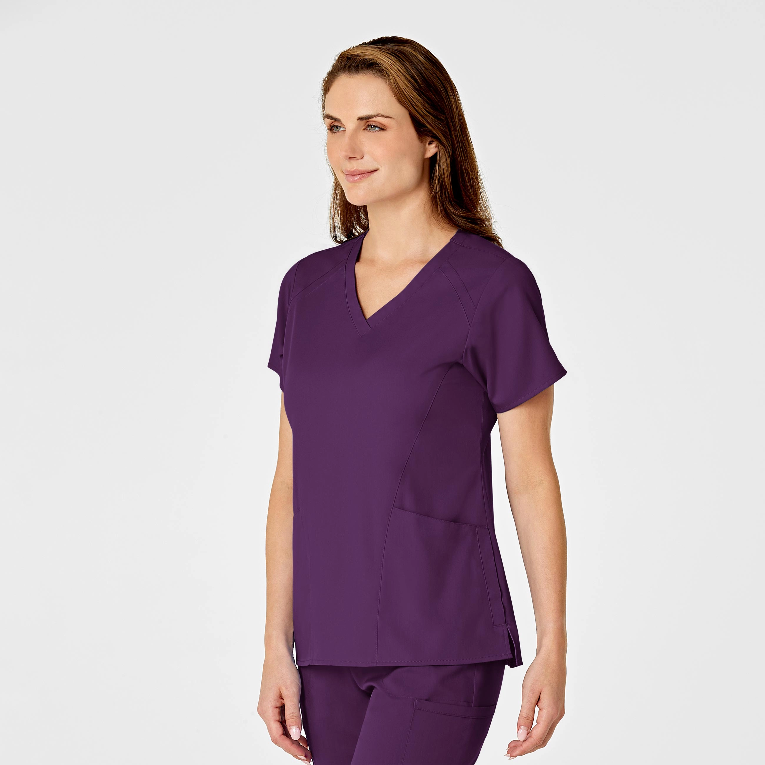 PRO Women's Four Pocket V-Neck Scrub Top - Eggplant