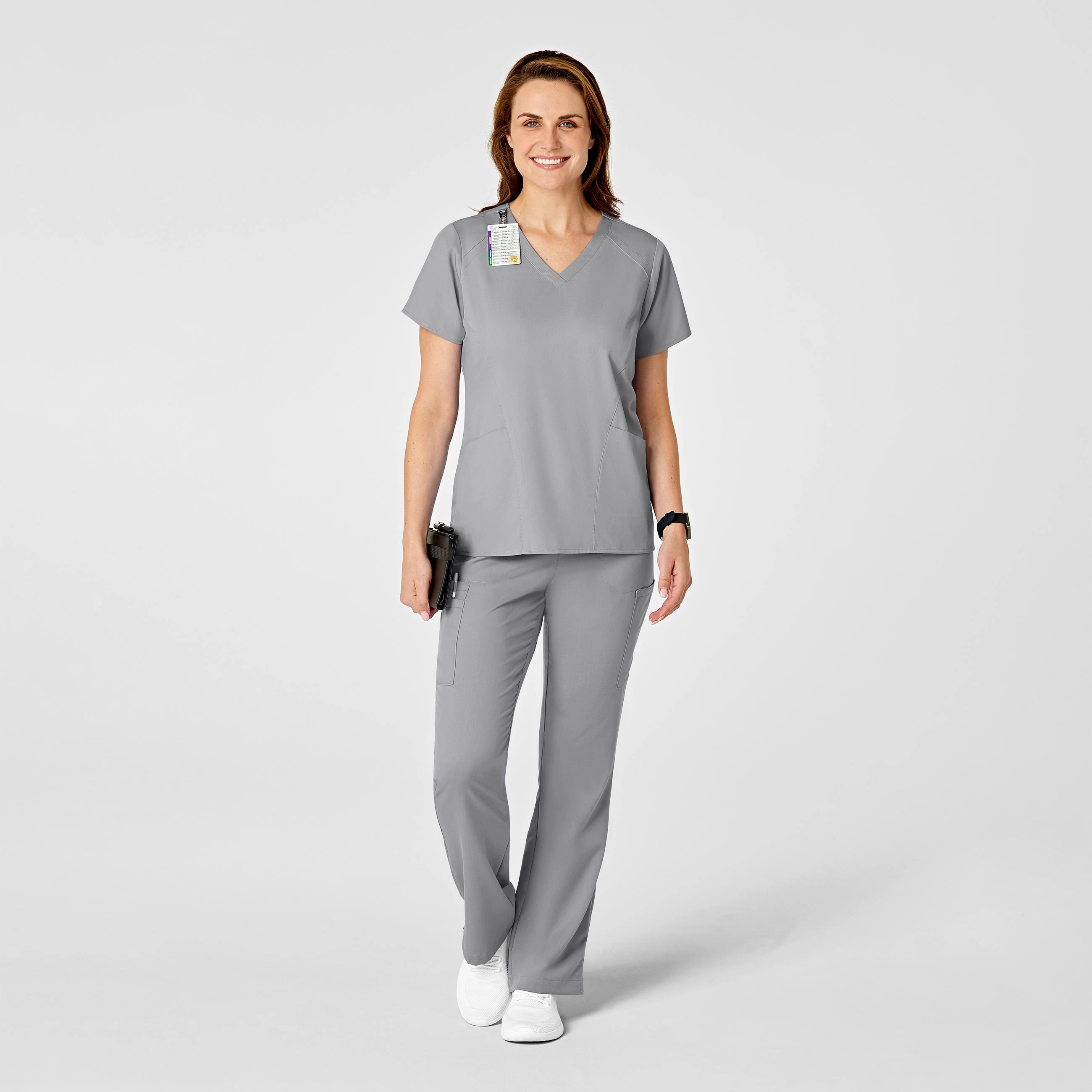 PRO Women's Four Pocket V-Neck Scrub Top - Grey