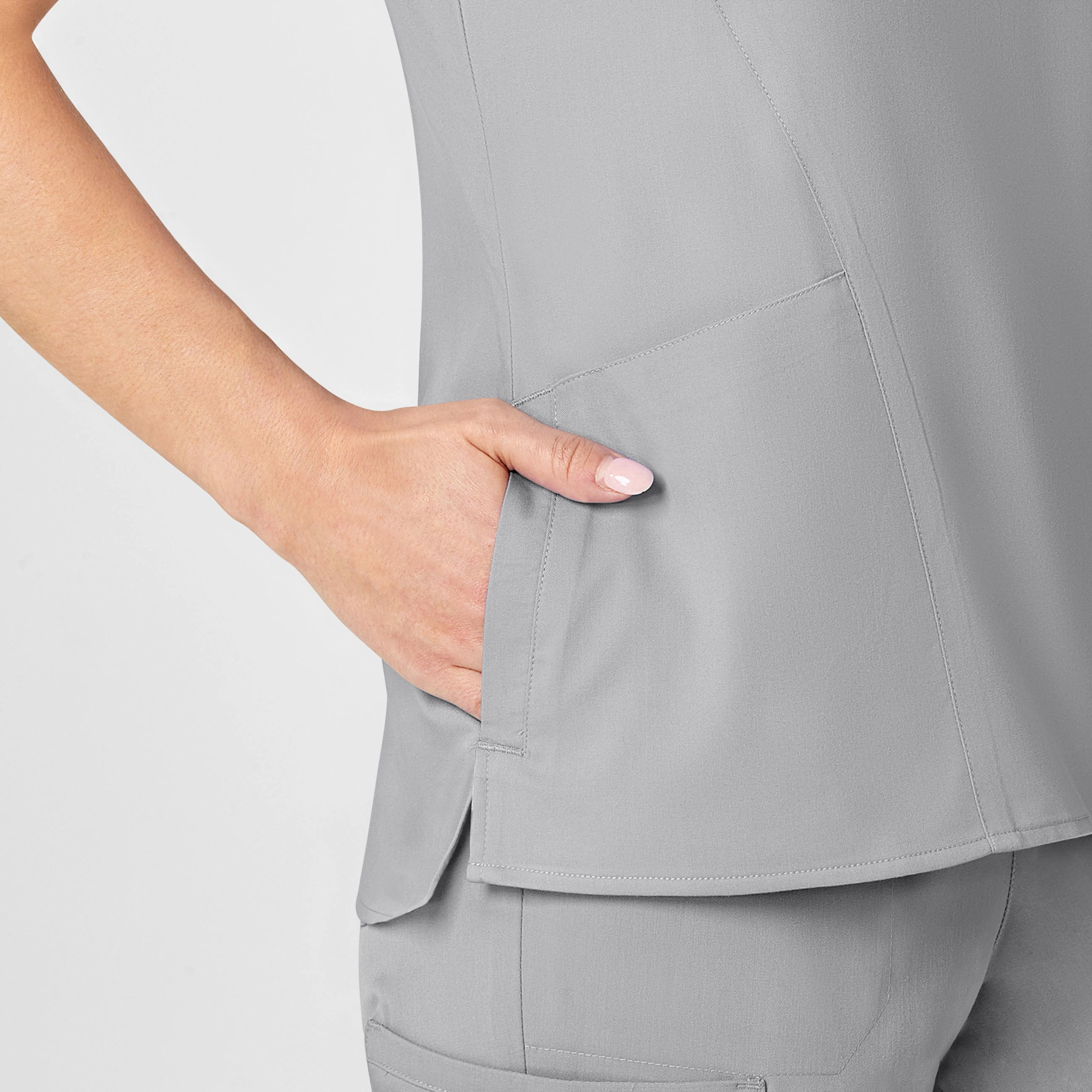 PRO Women's Four Pocket V-Neck Scrub Top - Grey