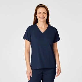 PRO Women's Four Pocket V-Neck Scrub Top - Navy