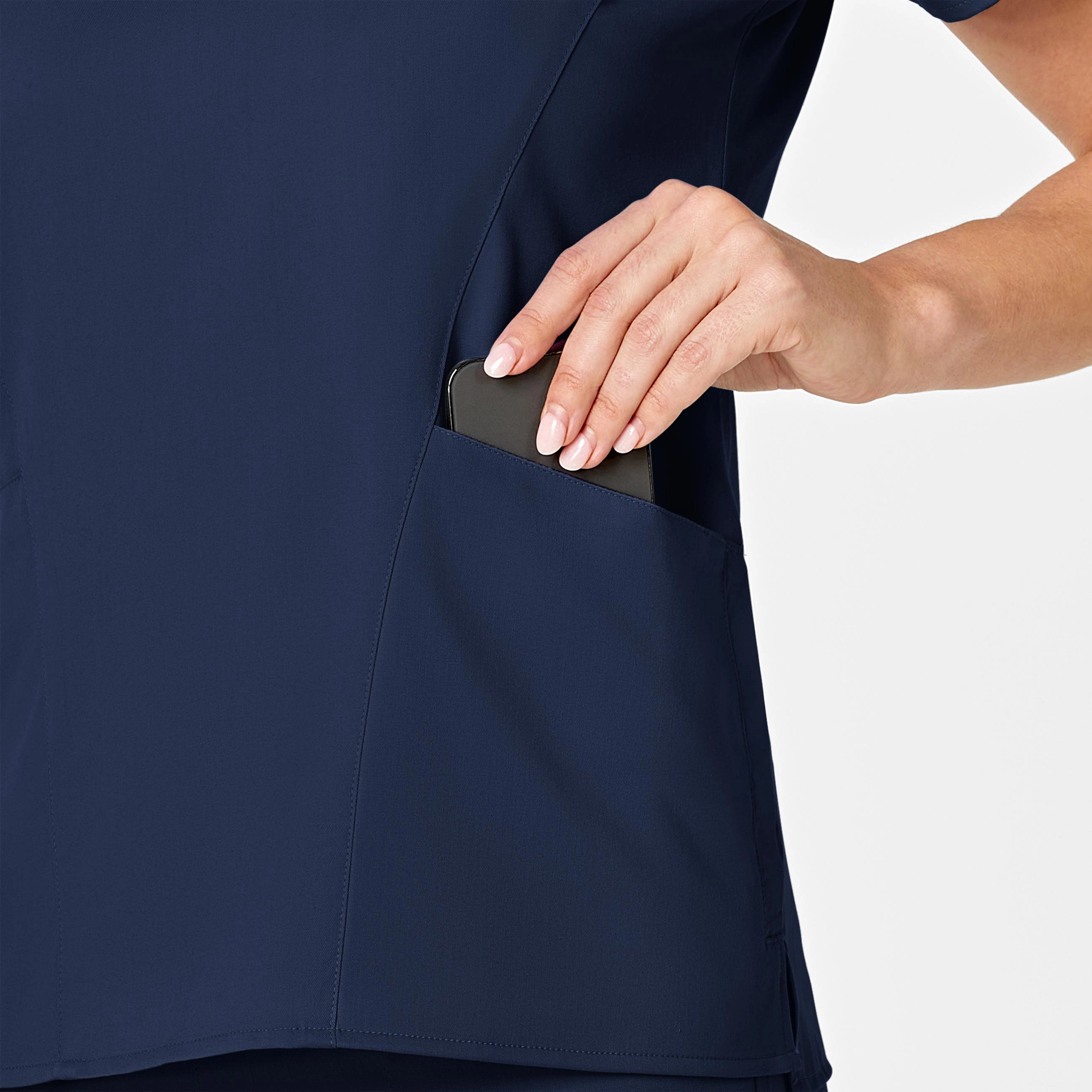 PRO Women's Four Pocket V-Neck Scrub Top - Navy
