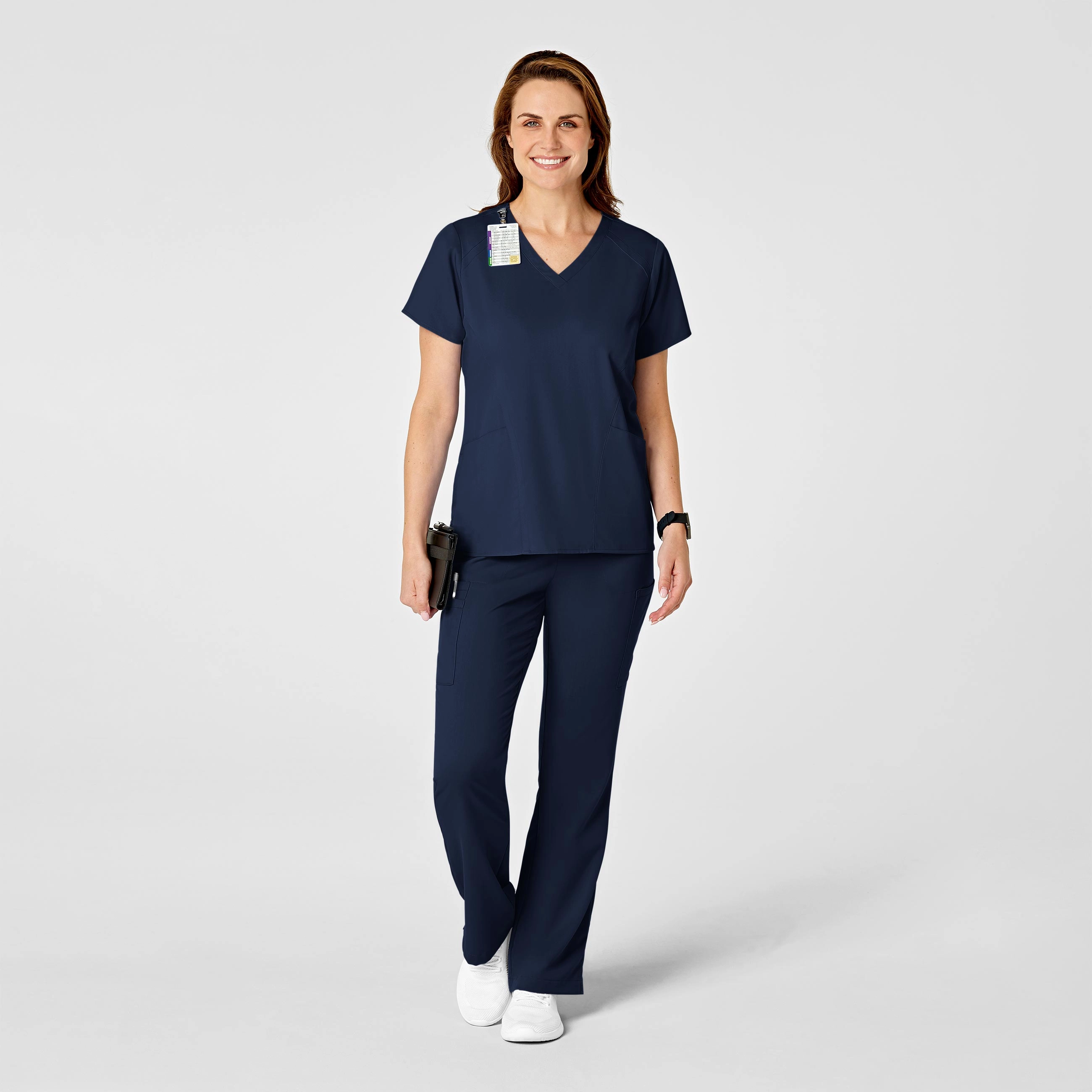 PRO Women's Four Pocket V-Neck Scrub Top - Navy
