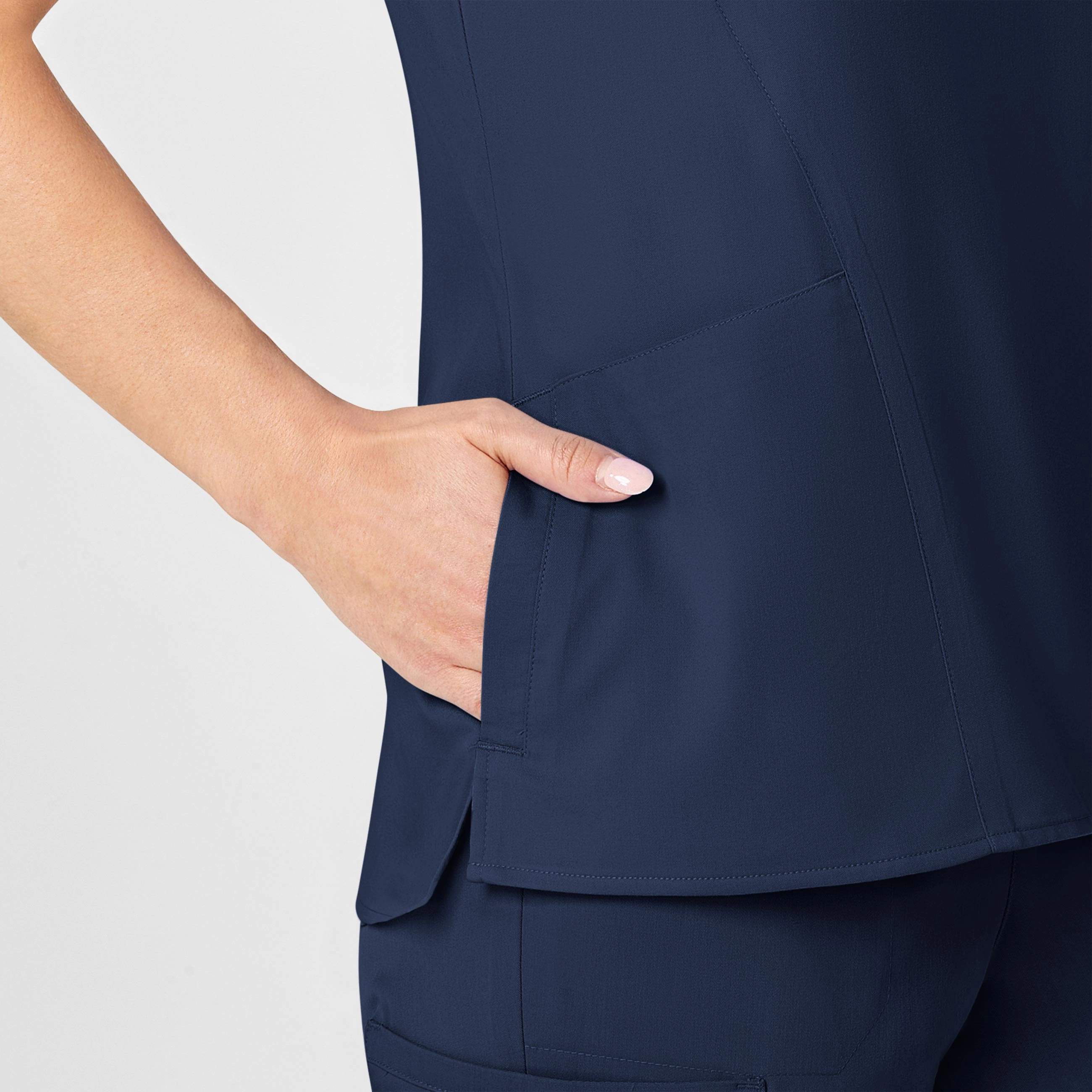 PRO Women's Four Pocket V-Neck Scrub Top - Navy