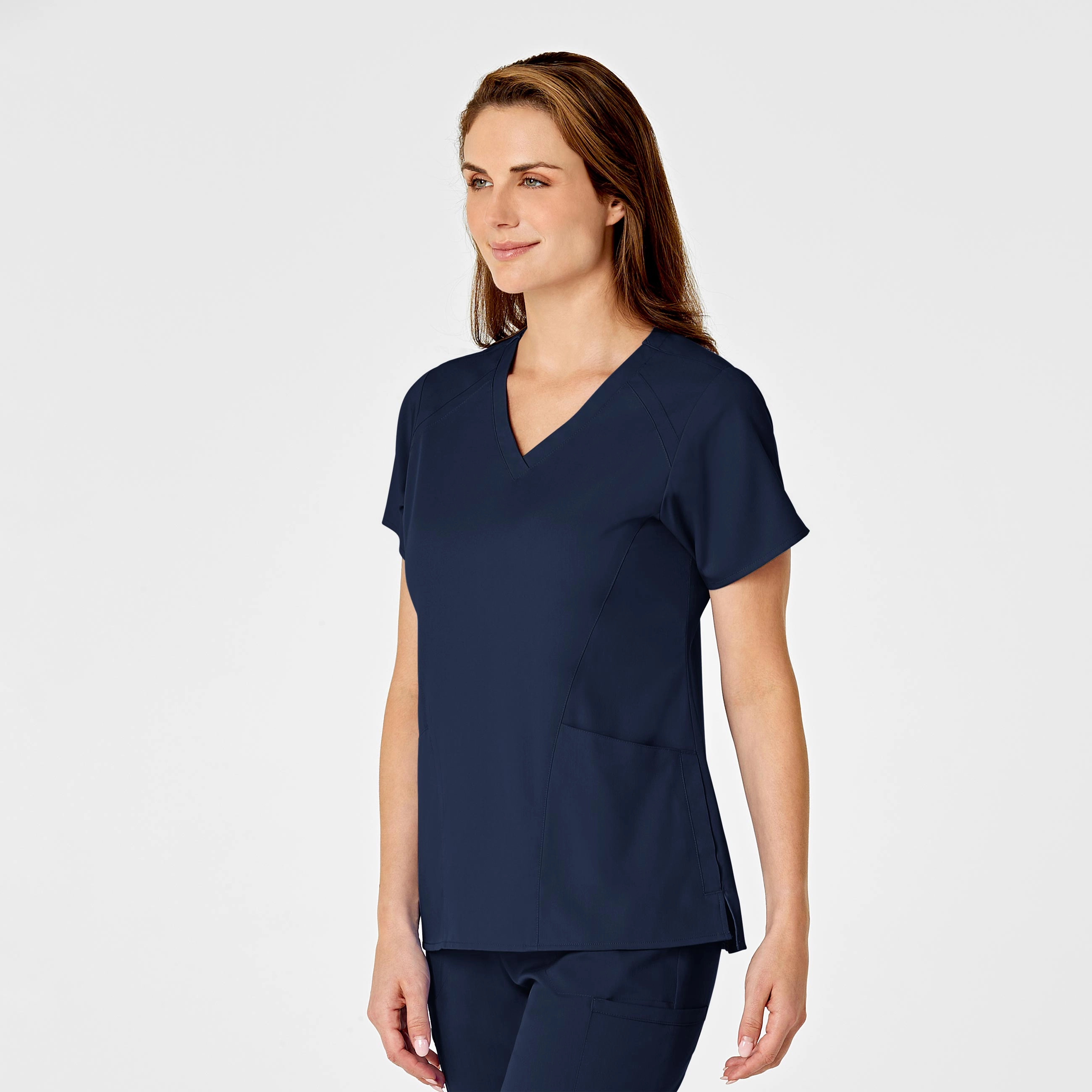 PRO Women's Four Pocket V-Neck Scrub Top - Navy
