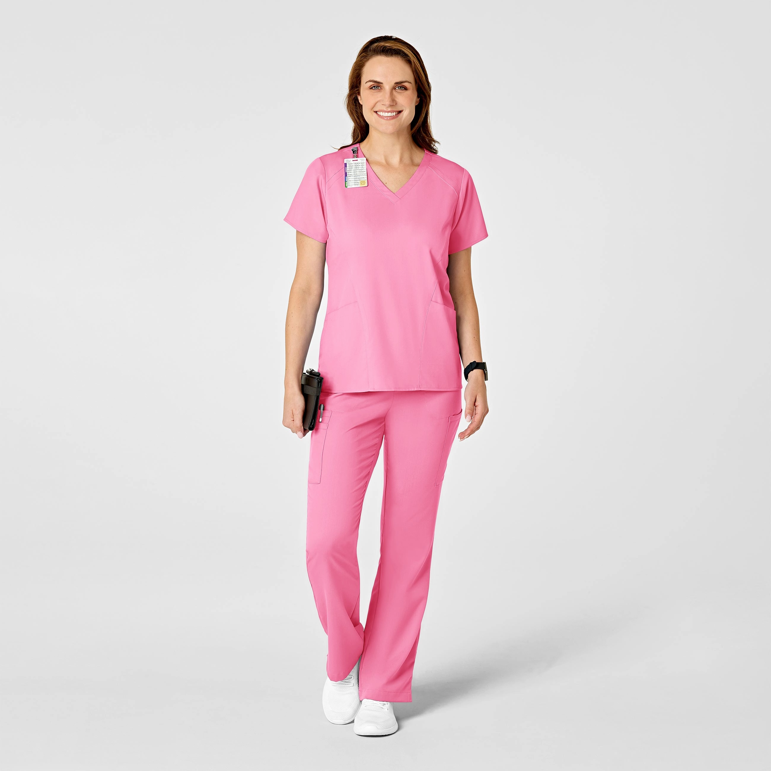PRO Women's Four Pocket V-Neck Scrub Top - Pink Blossom