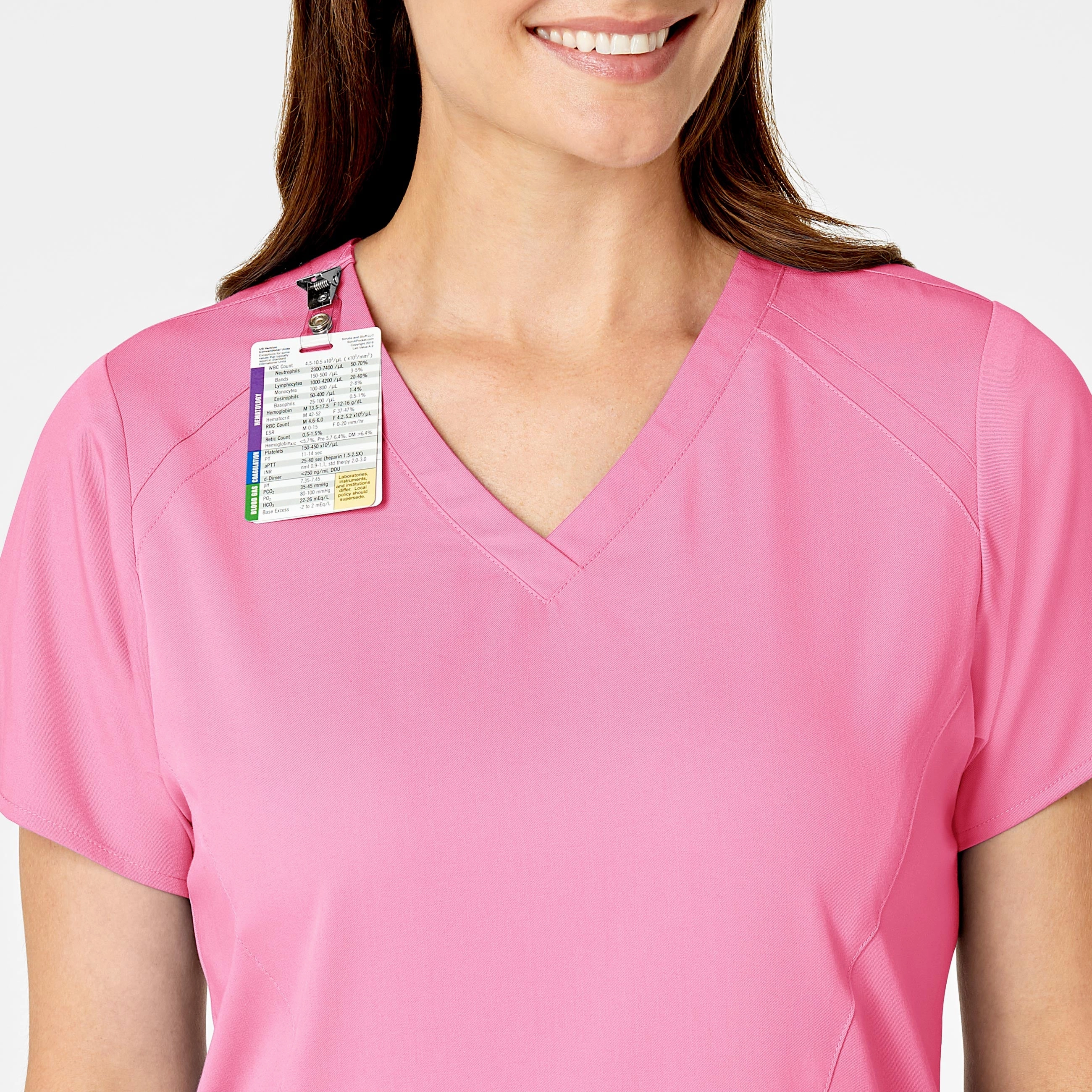 PRO Women's Four Pocket V-Neck Scrub Top - Pink Blossom