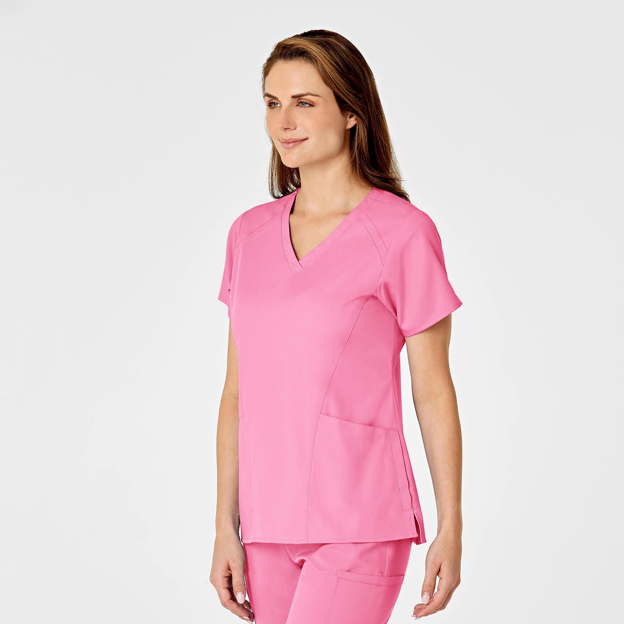 PRO Women's Four Pocket V-Neck Scrub Top - Pink Blossom