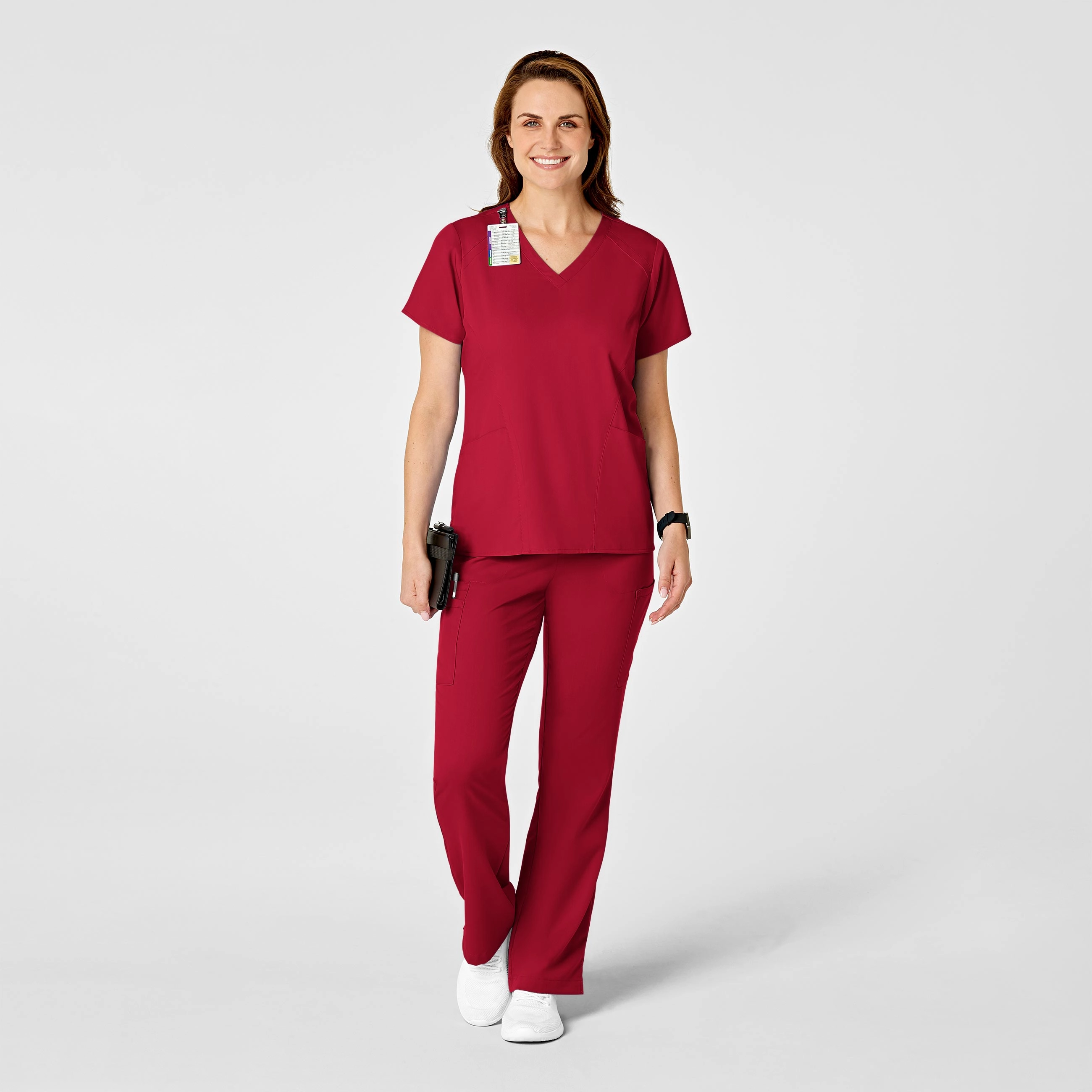 PRO Women's Four Pocket V-Neck Scrub Top - Red