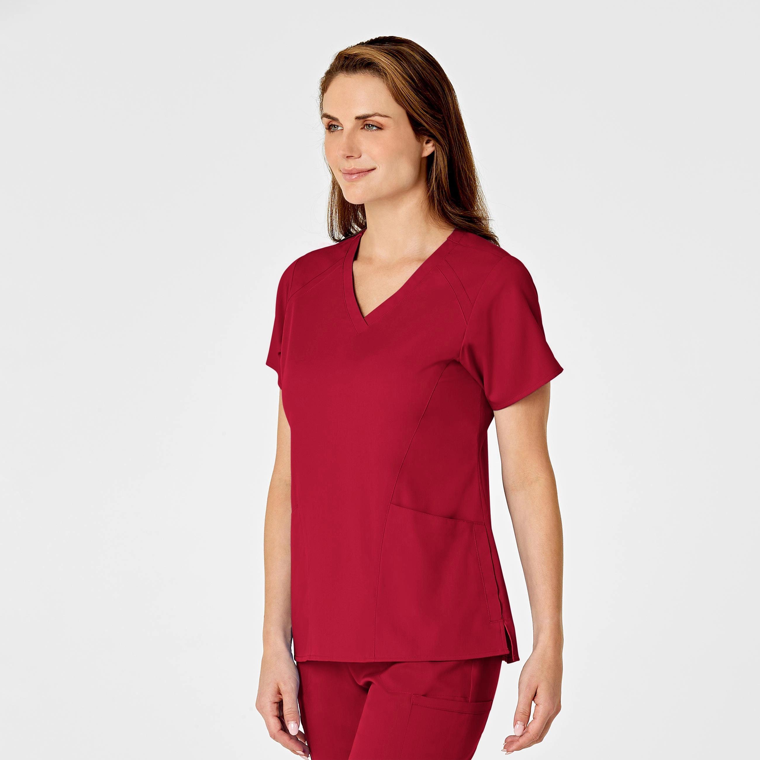 PRO Women's Four Pocket V-Neck Scrub Top - Red