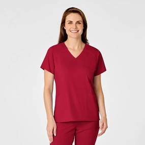 PRO Women's Four Pocket V-Neck Scrub Top - Red
