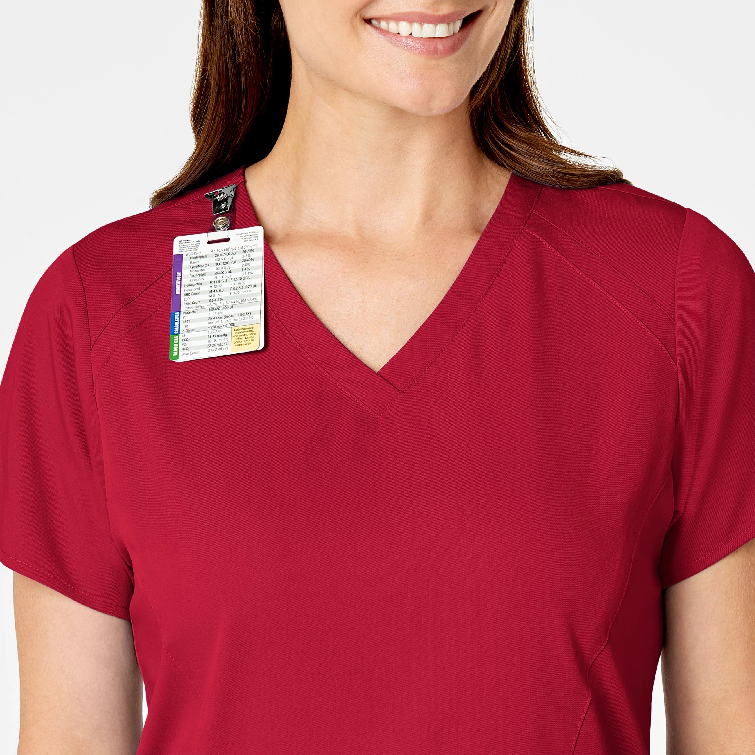 PRO Women's Four Pocket V-Neck Scrub Top - Red