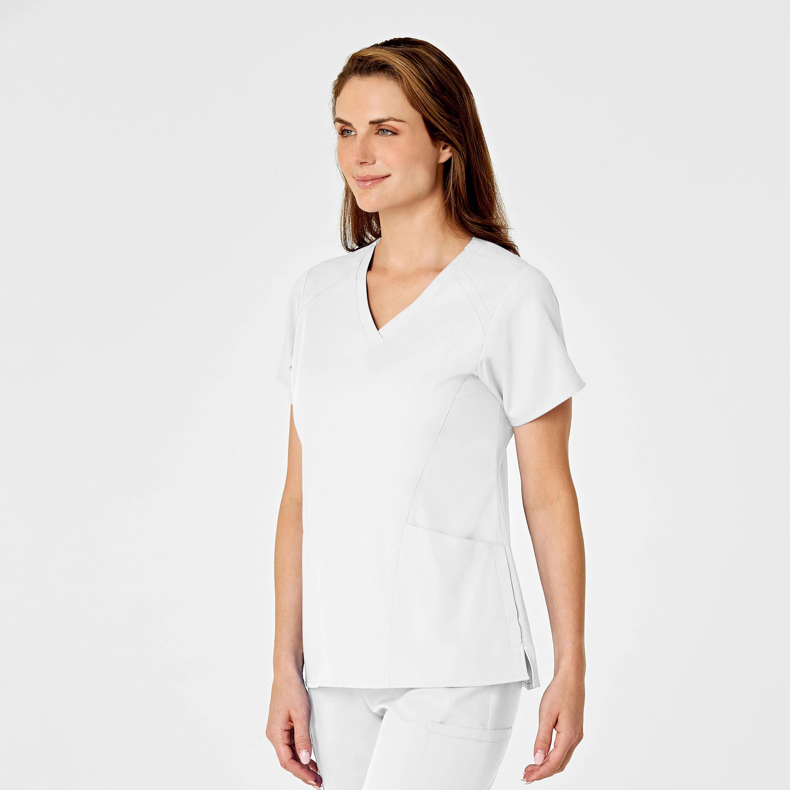 PRO Women's Four Pocket V-Neck Scrub Top - White