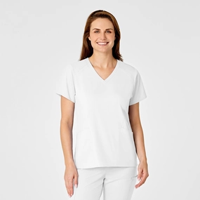 PRO Women's Four Pocket V-Neck Scrub Top - White