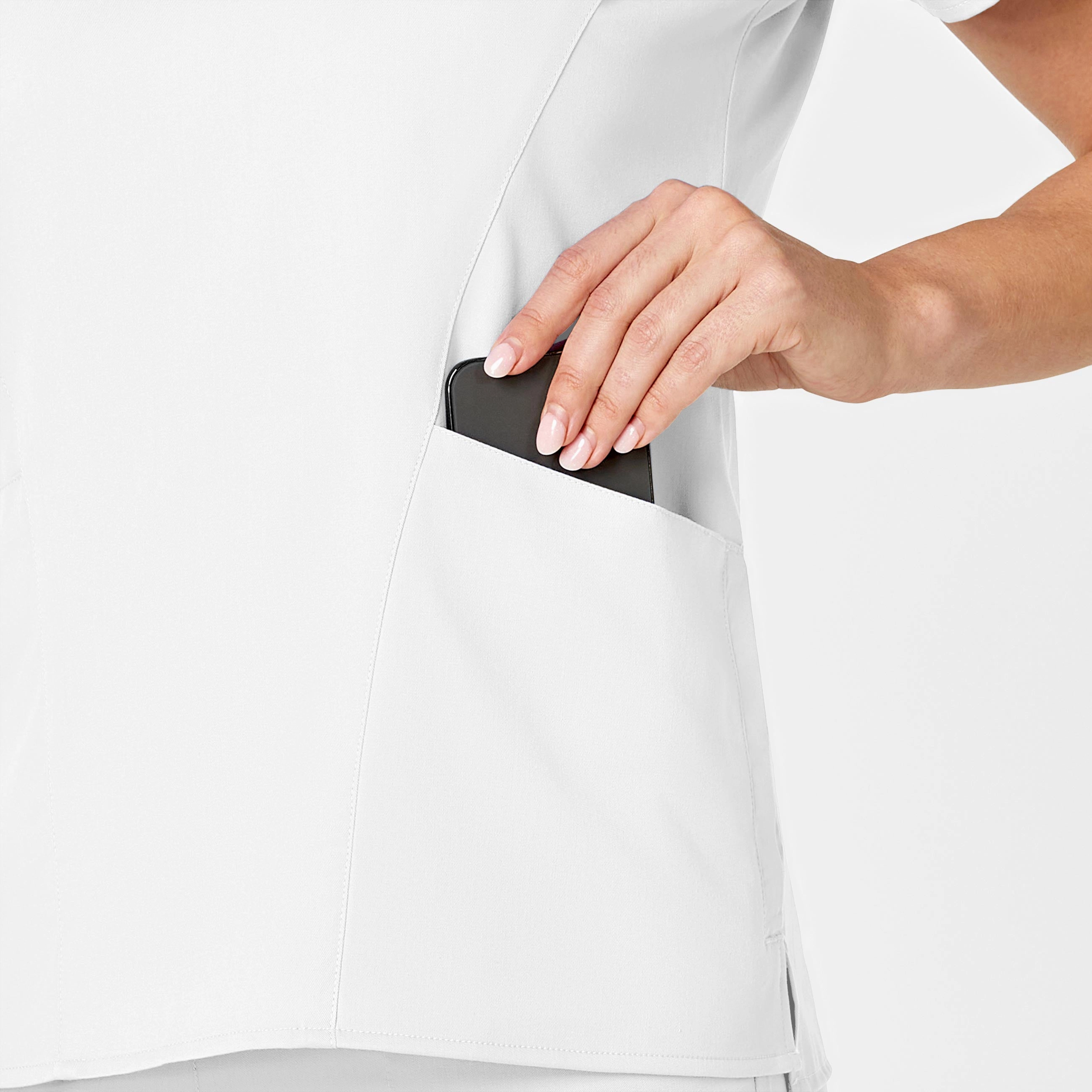 PRO Women's Four Pocket V-Neck Scrub Top - White