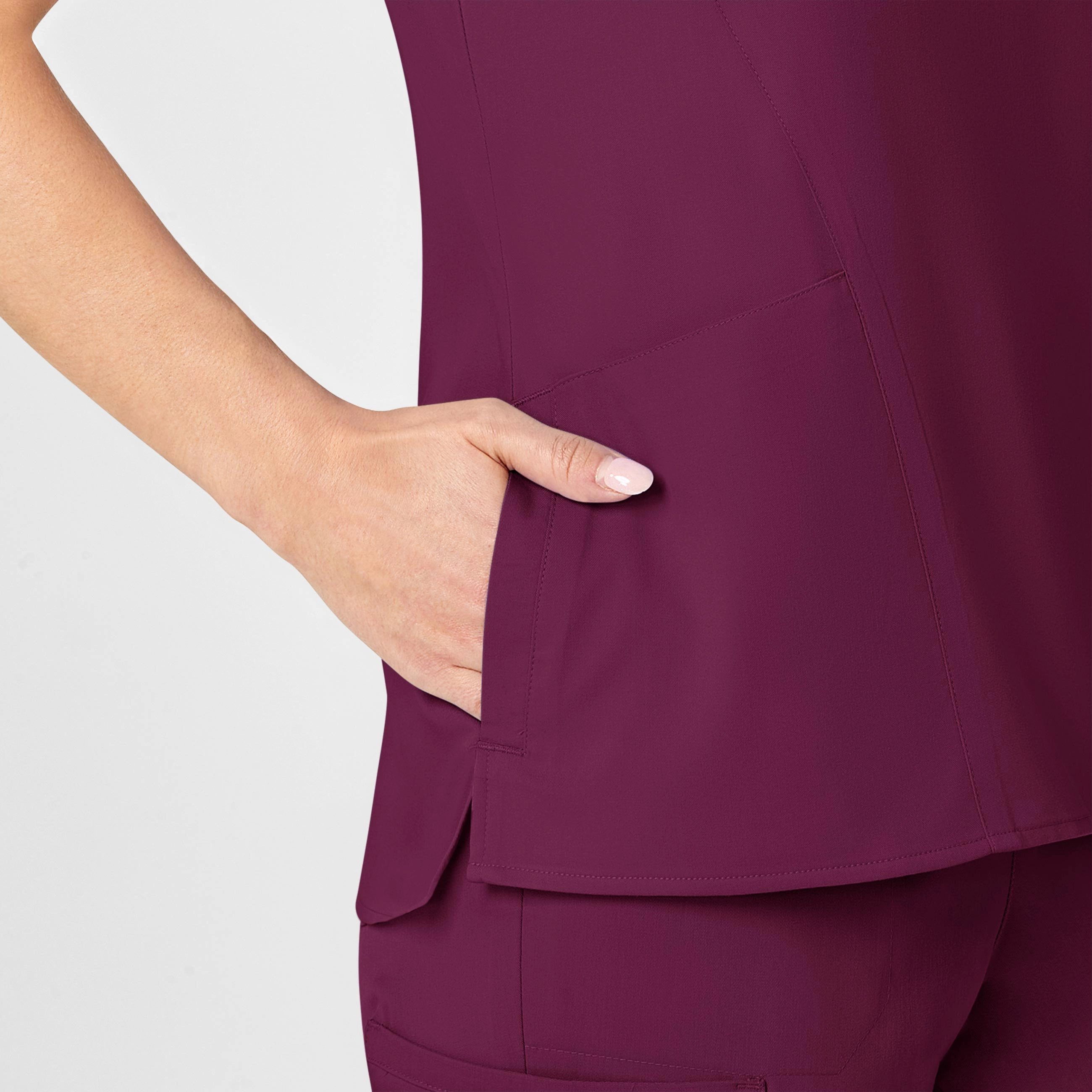 PRO Women's Four Pocket V-Neck Scrub Top - Wine