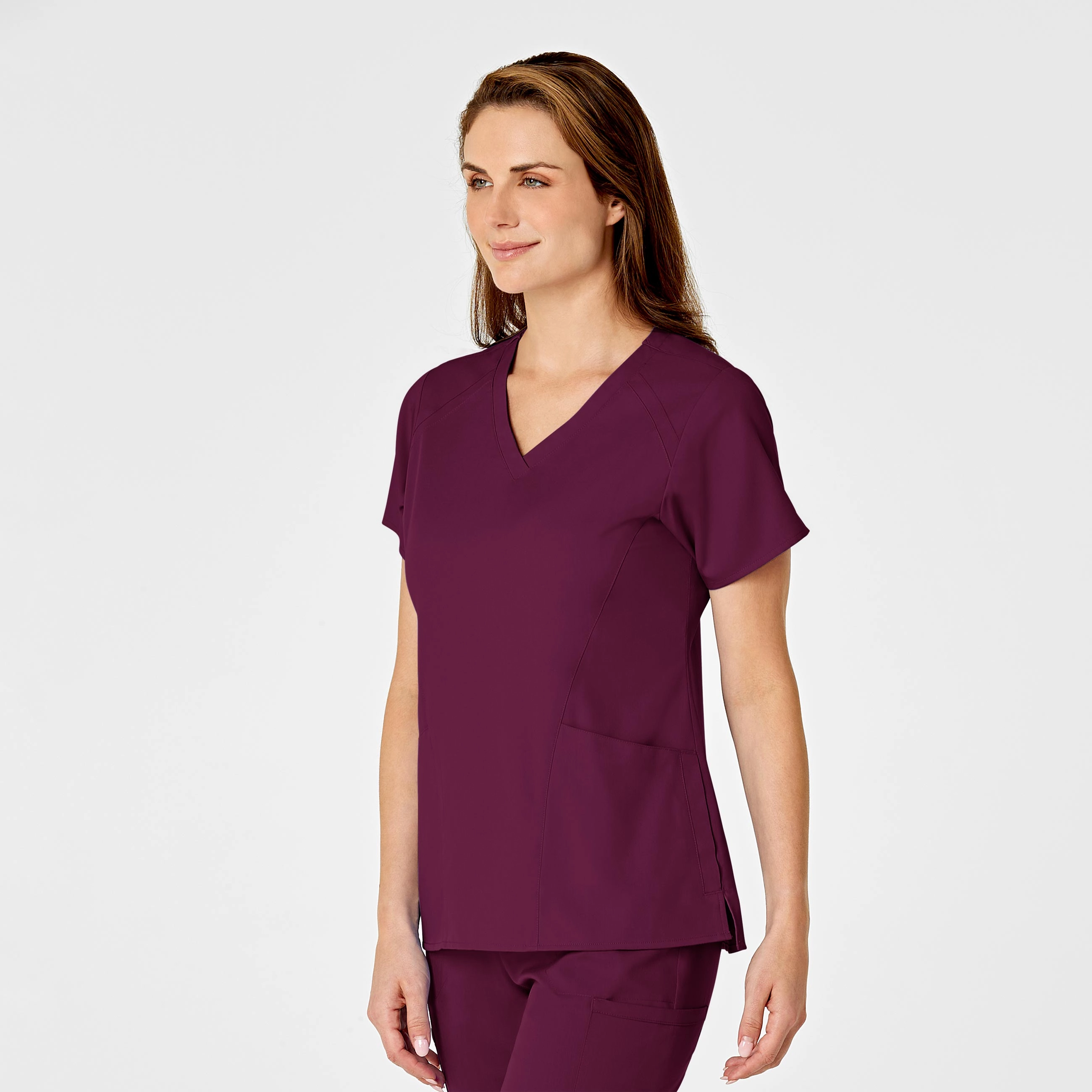 PRO Women's Four Pocket V-Neck Scrub Top - Wine