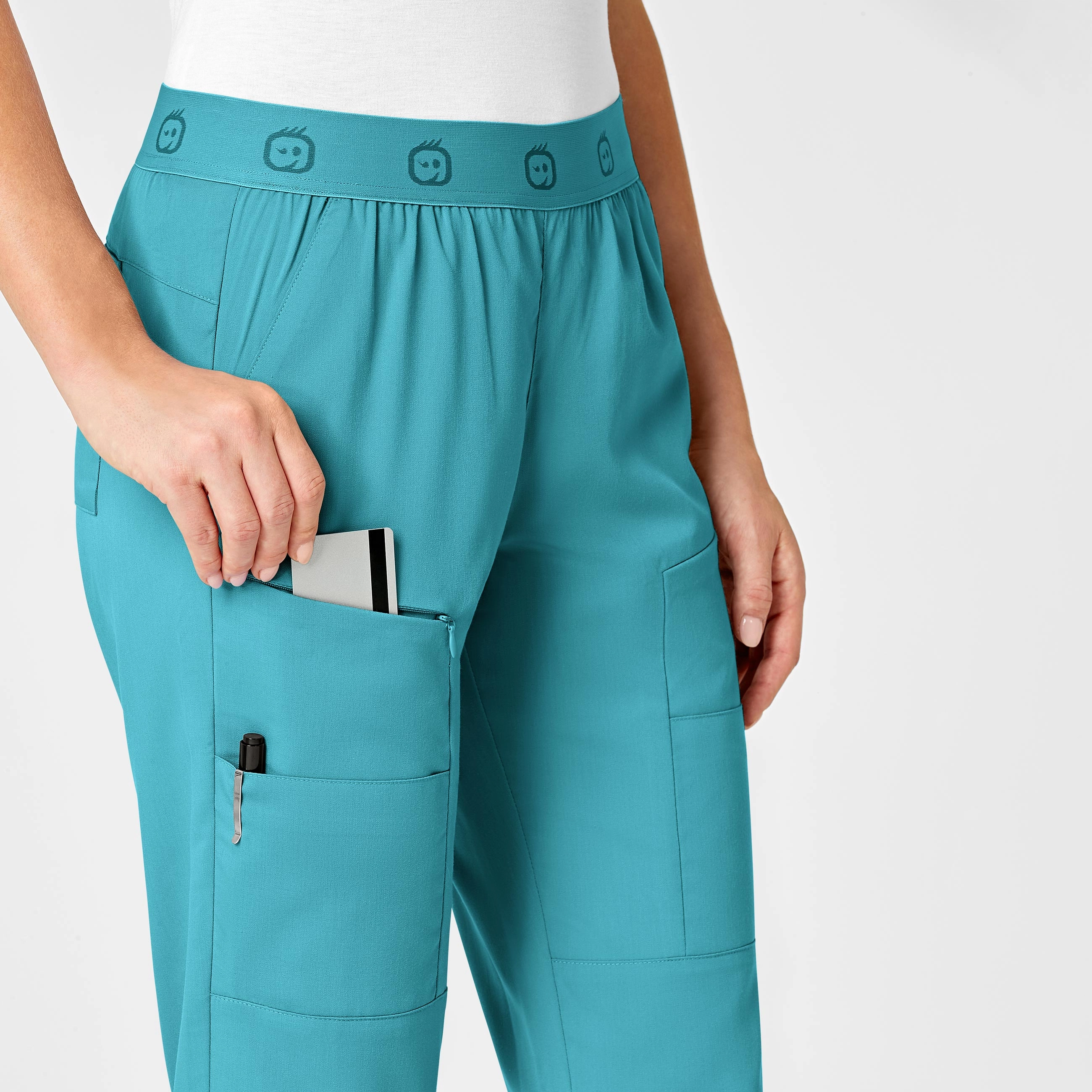 PRO Women's Slim Cargo Jogger Scrub Pant - Teal Blue