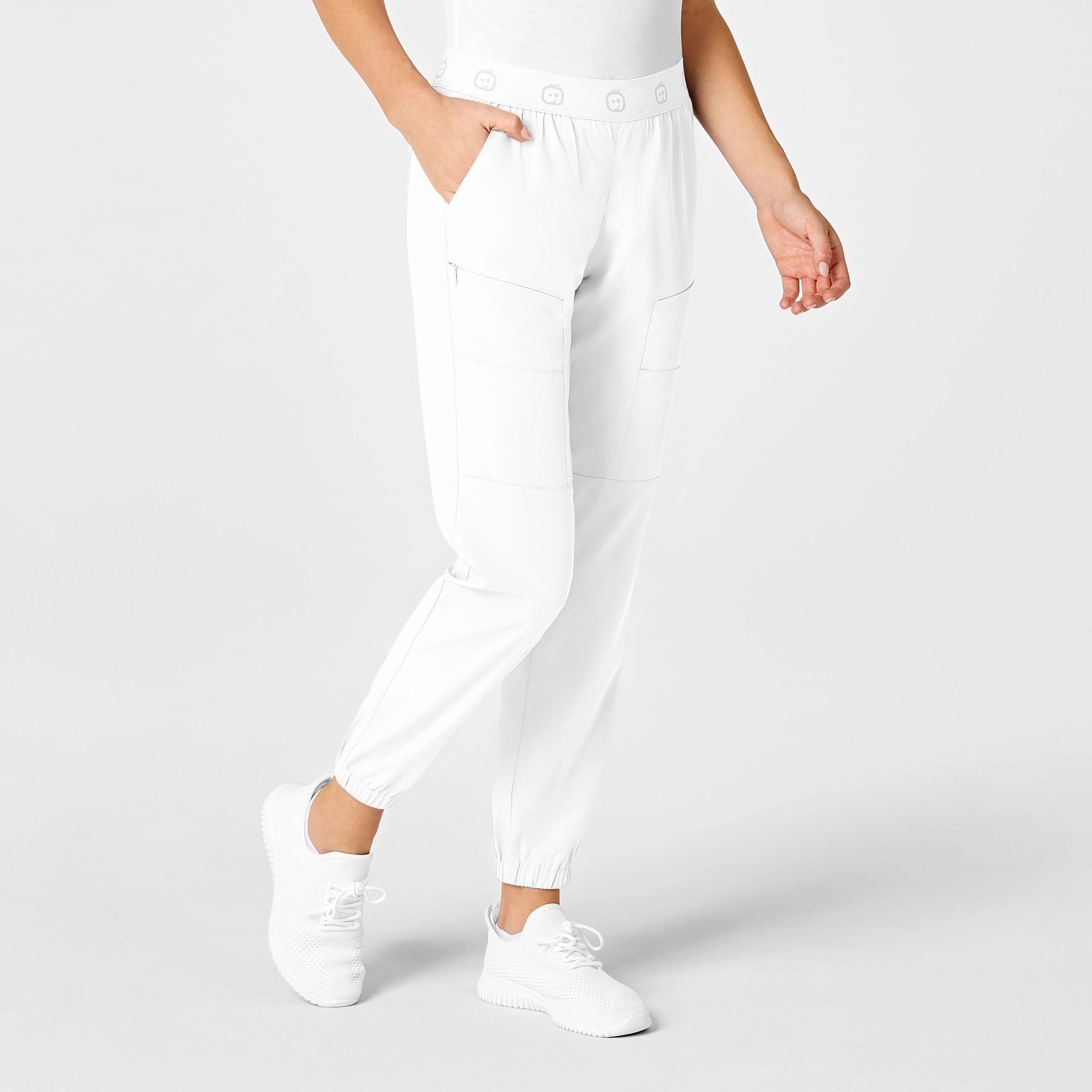 PRO Women's Slim Cargo Jogger Scrub Pant - White
