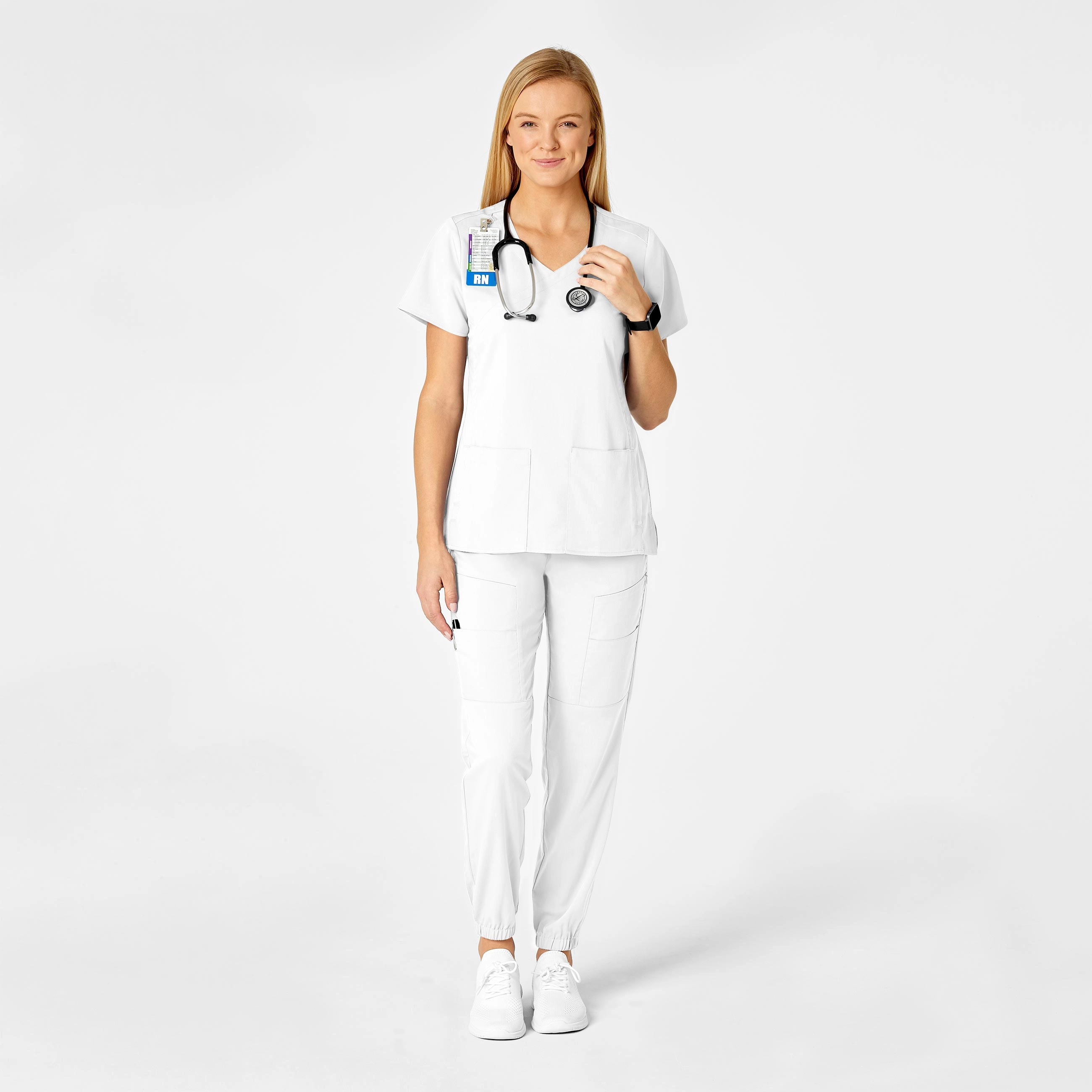 PRO Women's Slim Cargo Jogger Scrub Pant - White