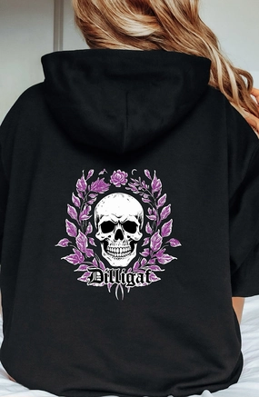 Purple Vine Skull Pullover Hoodie