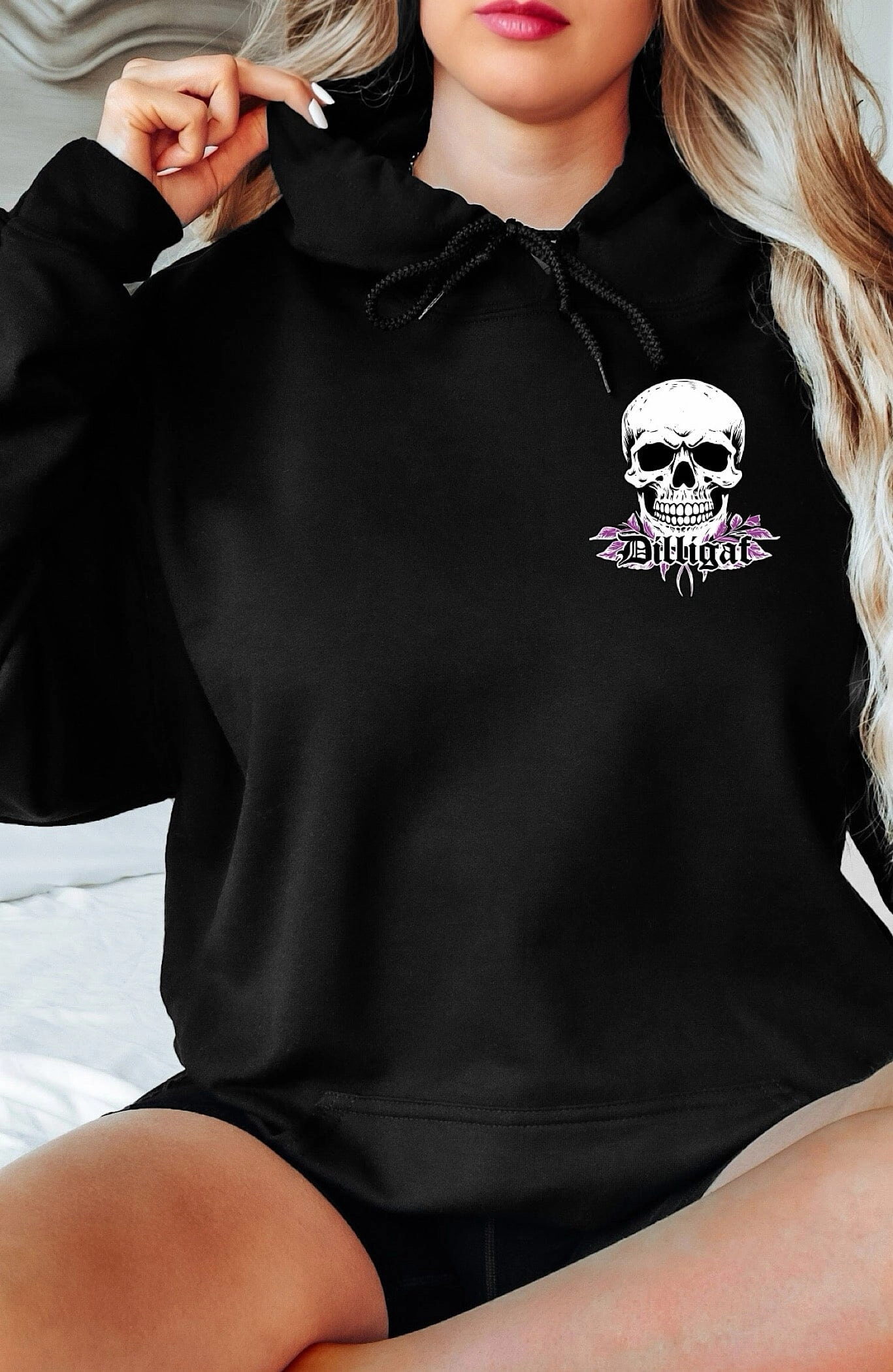 Purple Vine Skull Pullover Hoodie