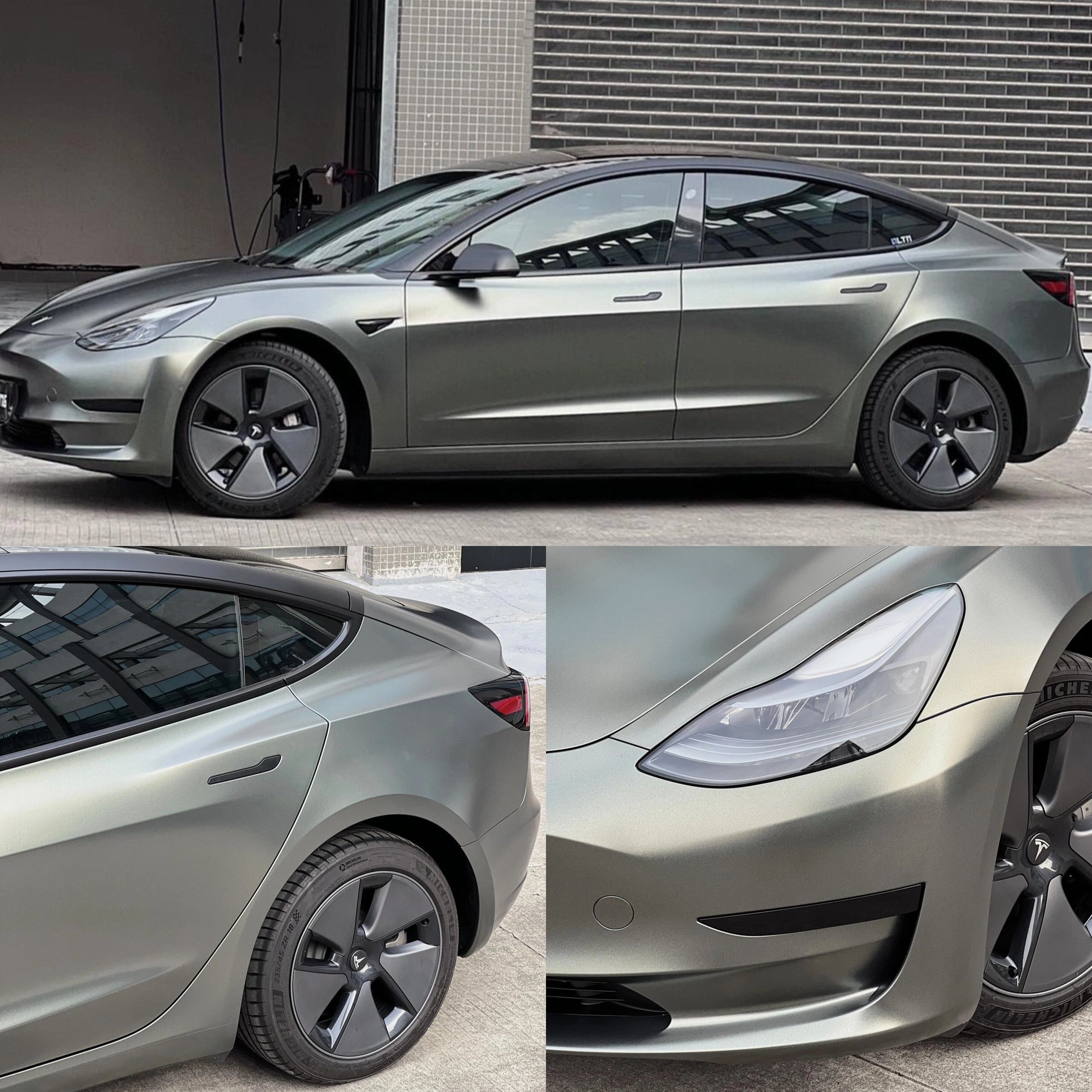 Satin Metallic Brown Gray Vinyl Wrap
