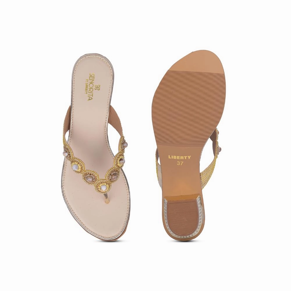 Senorita By Liberty Women STY-41 Golden Ethnic Sandal