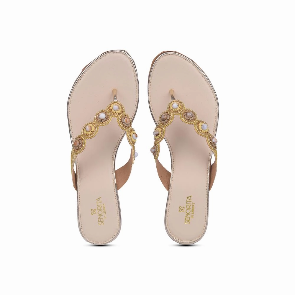 Senorita By Liberty Women STY-41 Golden Ethnic Sandal