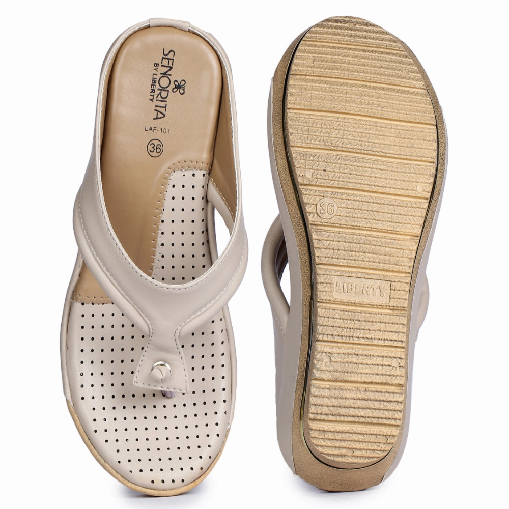 Senorita Casual Beige Slippers For Women LAF-101 By Liberty