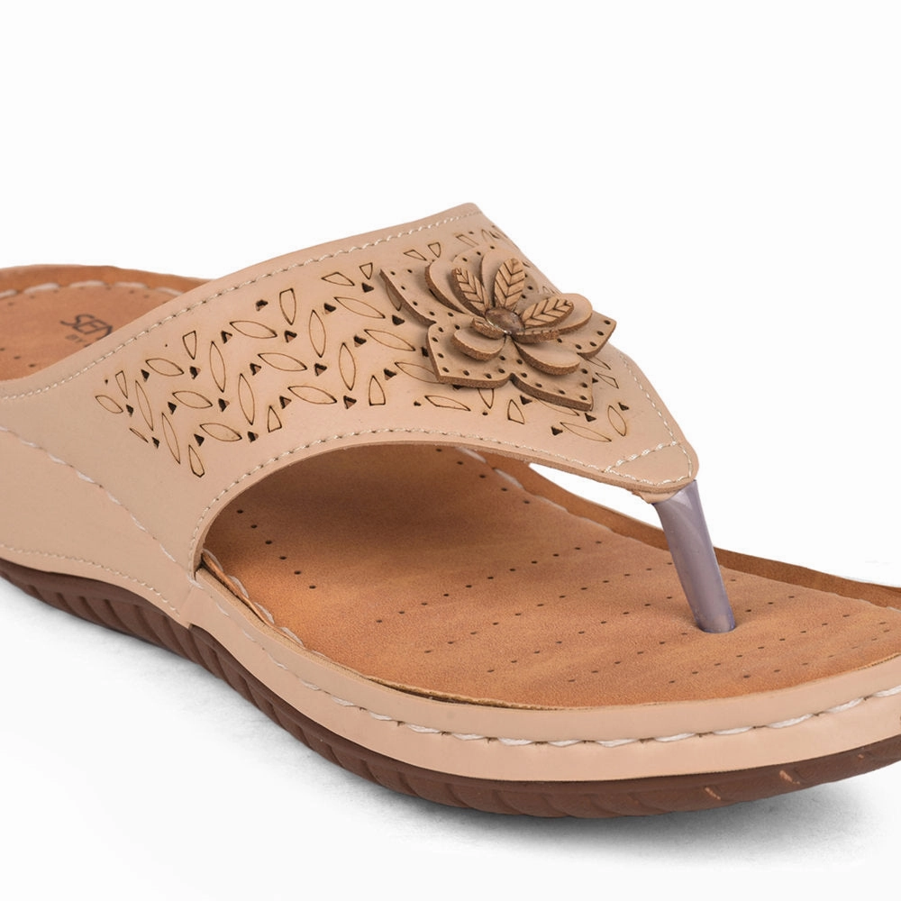 Senorita Casual Beige Slippers For Women LAF-756 By Liberty