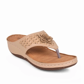 Senorita Casual Beige Slippers For Women LAF-756 By Liberty