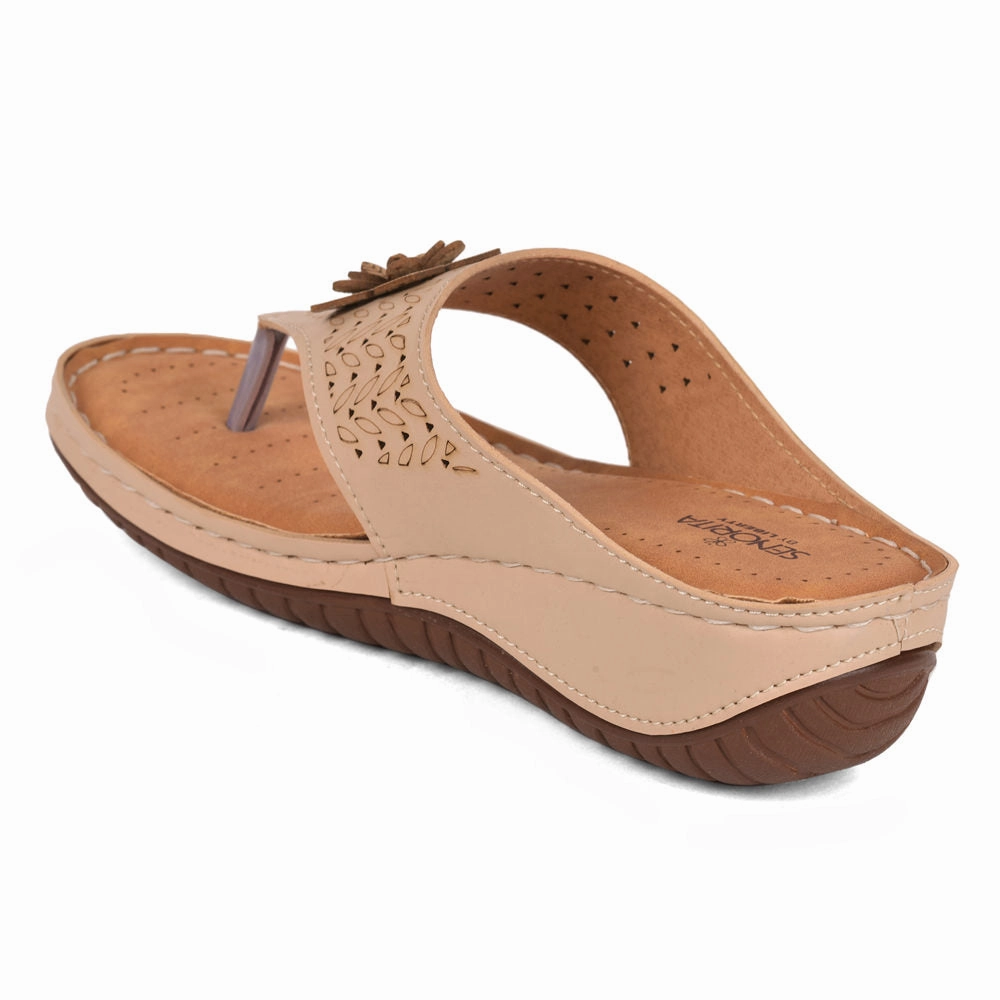 Senorita Casual Beige Slippers For Women LAF-756 By Liberty