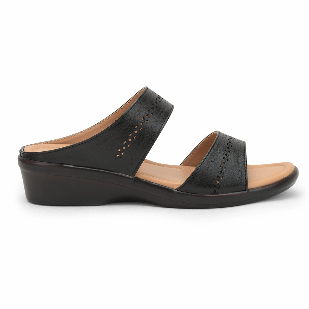Senorita Casual Slippers For Ladies (Black) LAF-1122 By Liberty