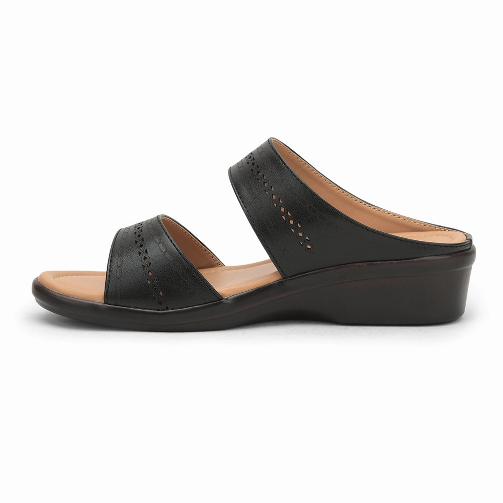 Senorita Casual Slippers For Ladies (Black) LAF-1122 By Liberty