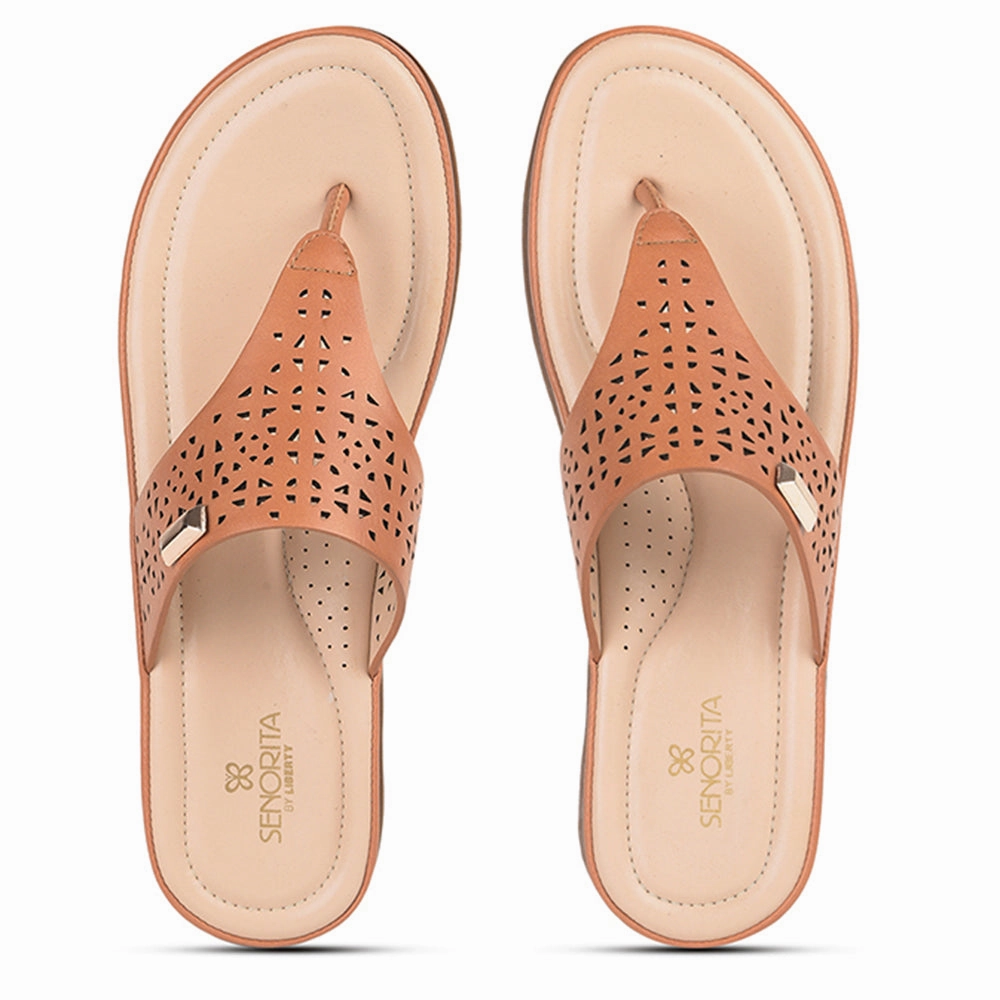Senorita Casual (Tan) Thong Slipper For Women MMJ-513 By Liberty